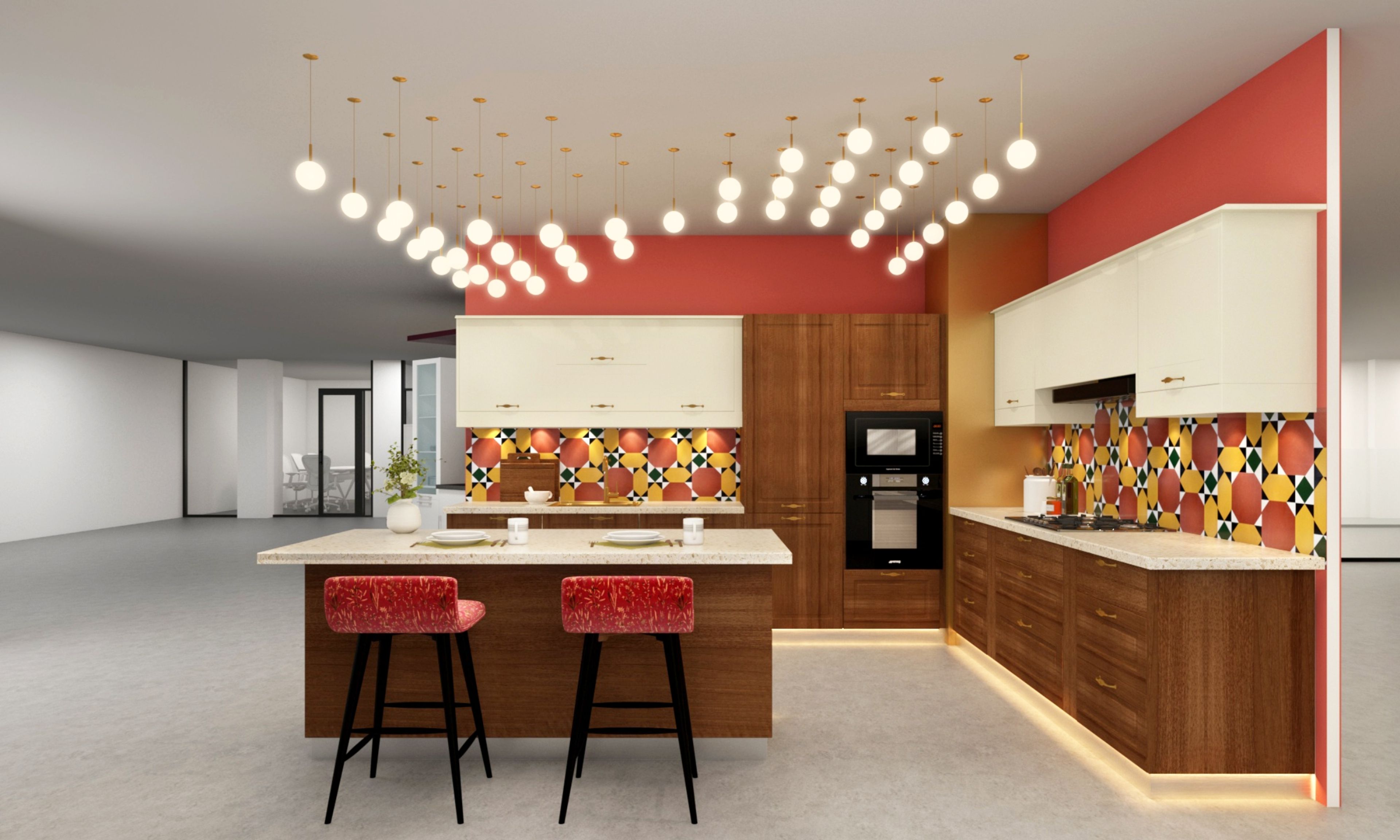 Orange Island Modular Kitchen