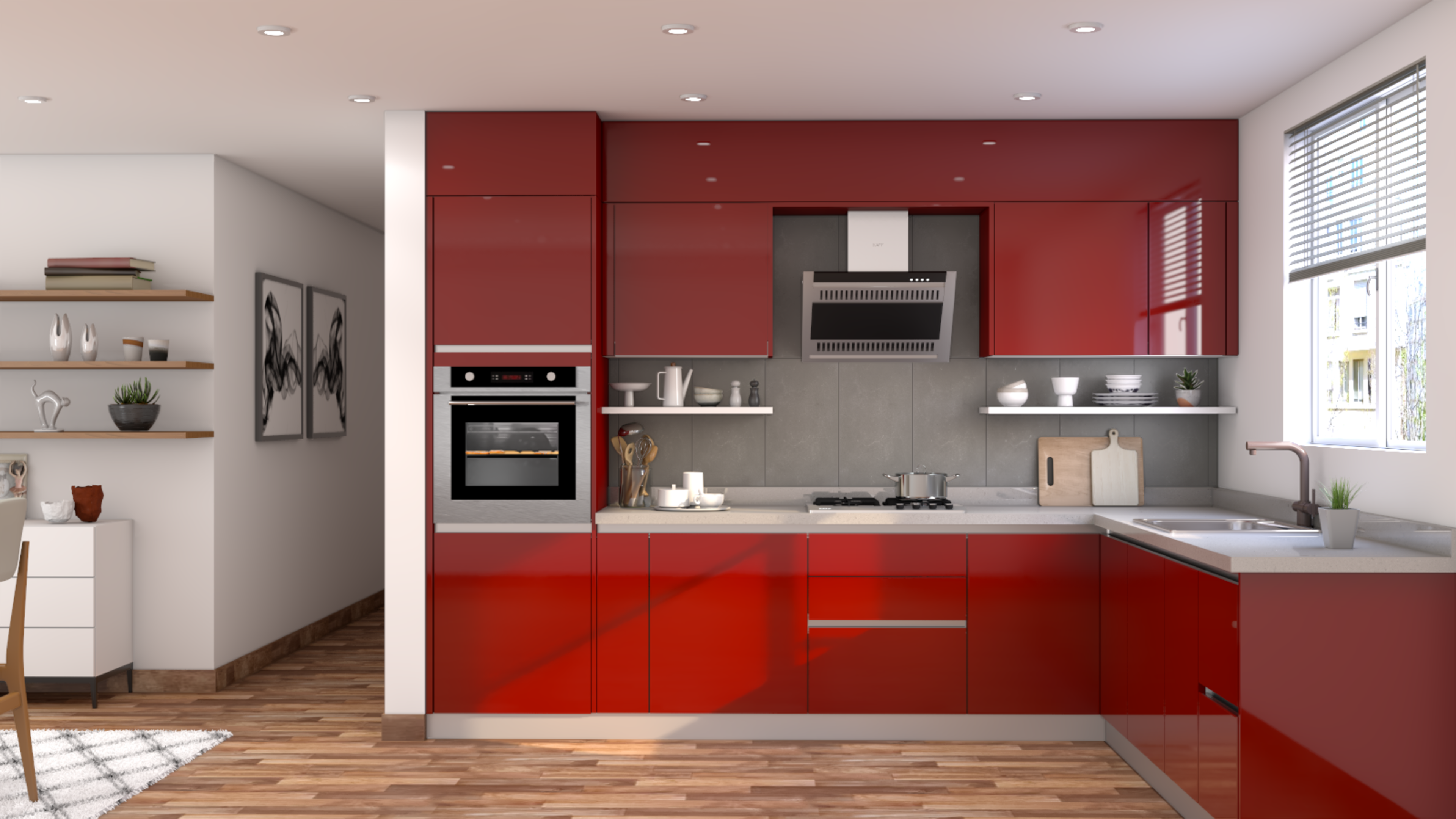 Modern-style Budget L-shaped Modular Kitchen