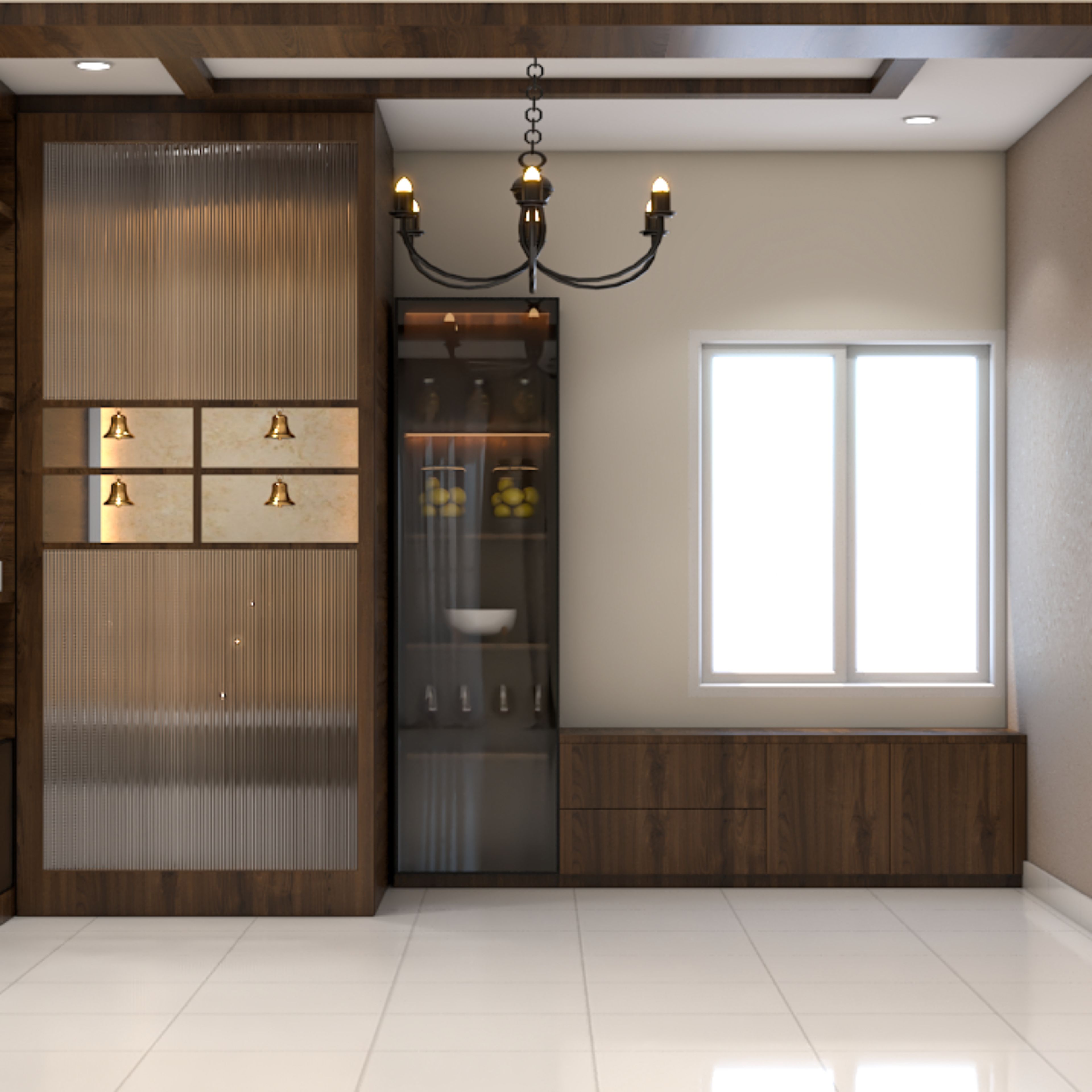 Contemporary Crockery Cabinet Design With Tall Storage and Drawers