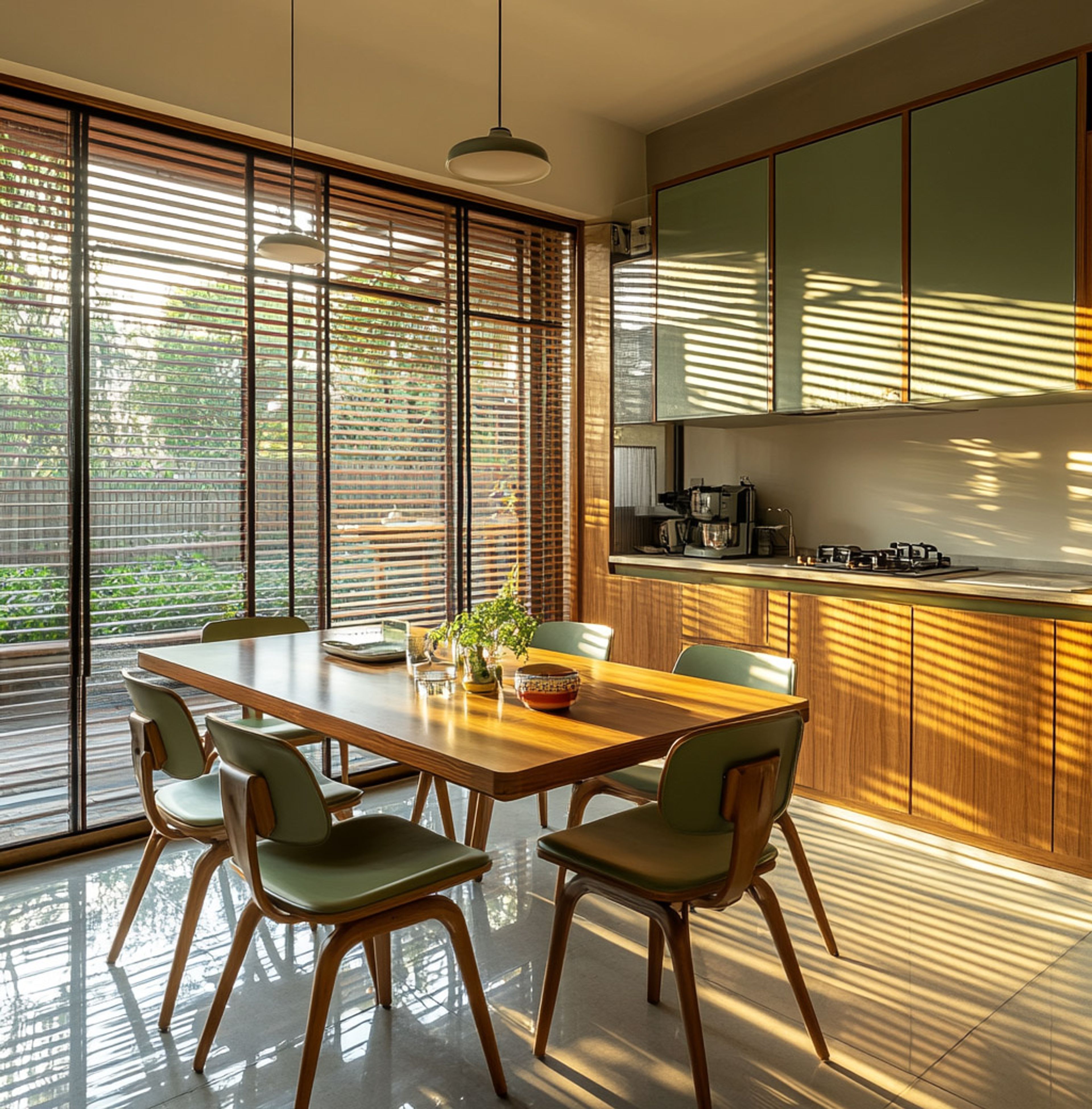 Dining Room Design With Green Chairs