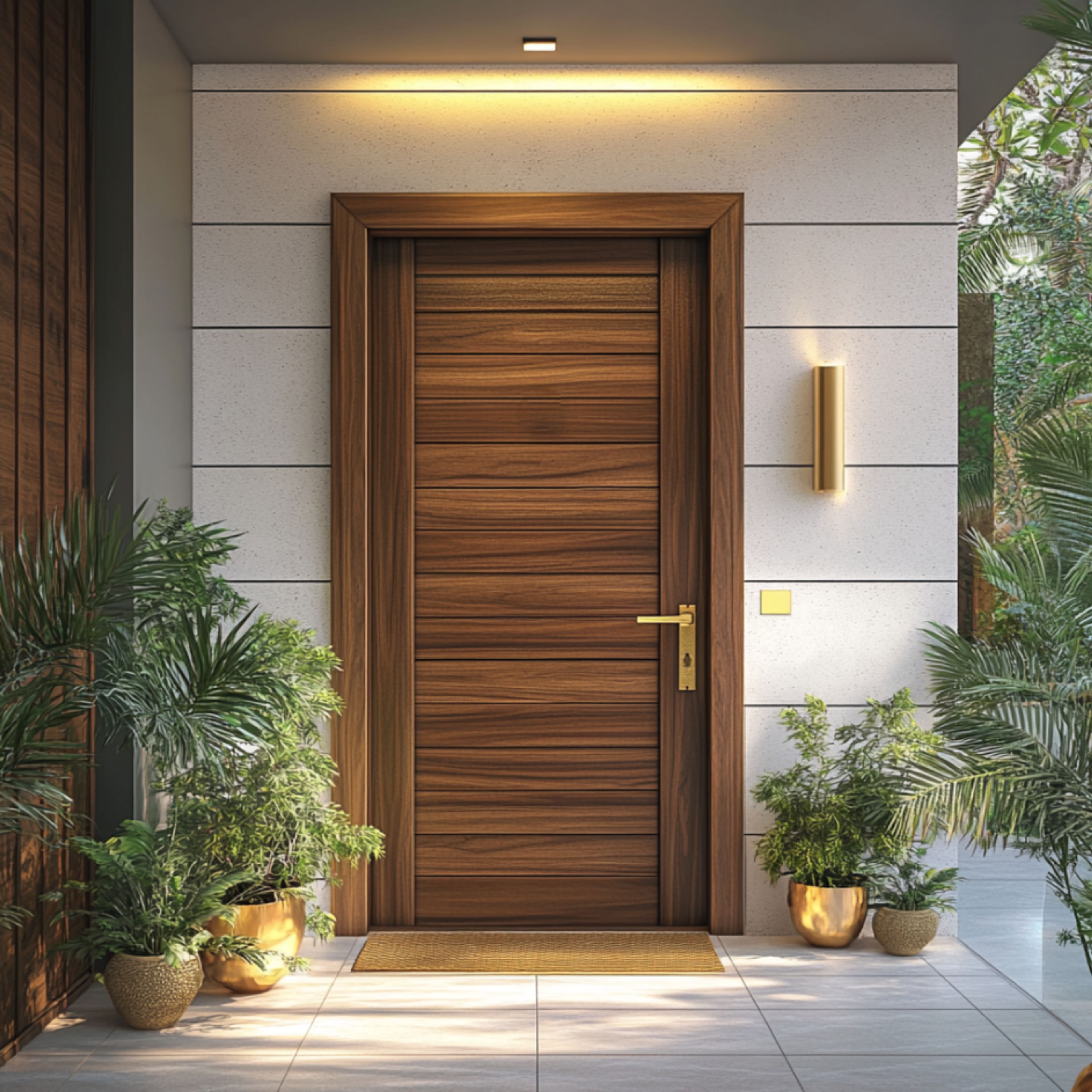 Solid Wood Traditional Panel Door Design with Matte Finish