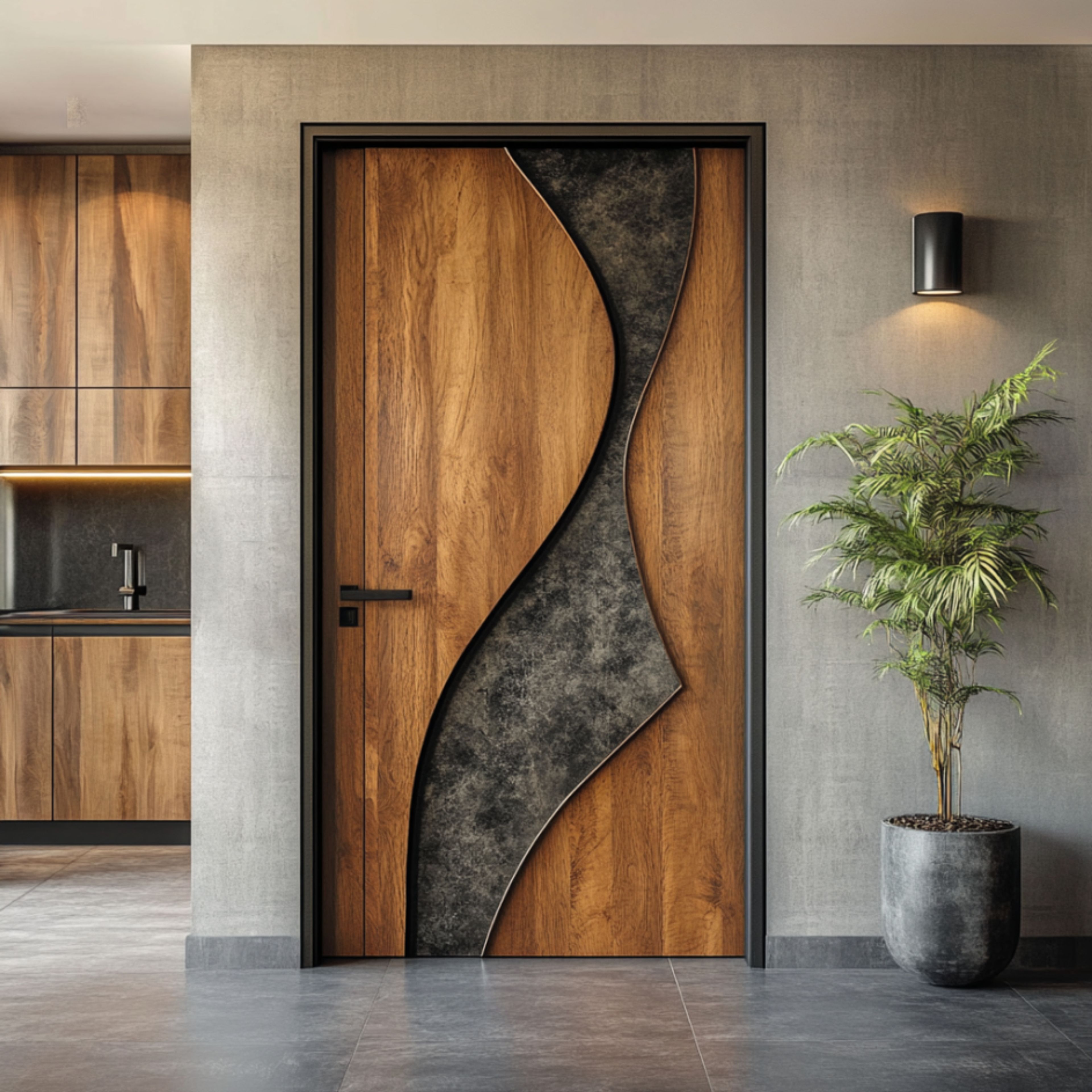 Minimal Matte-Finish Single Room Door Design