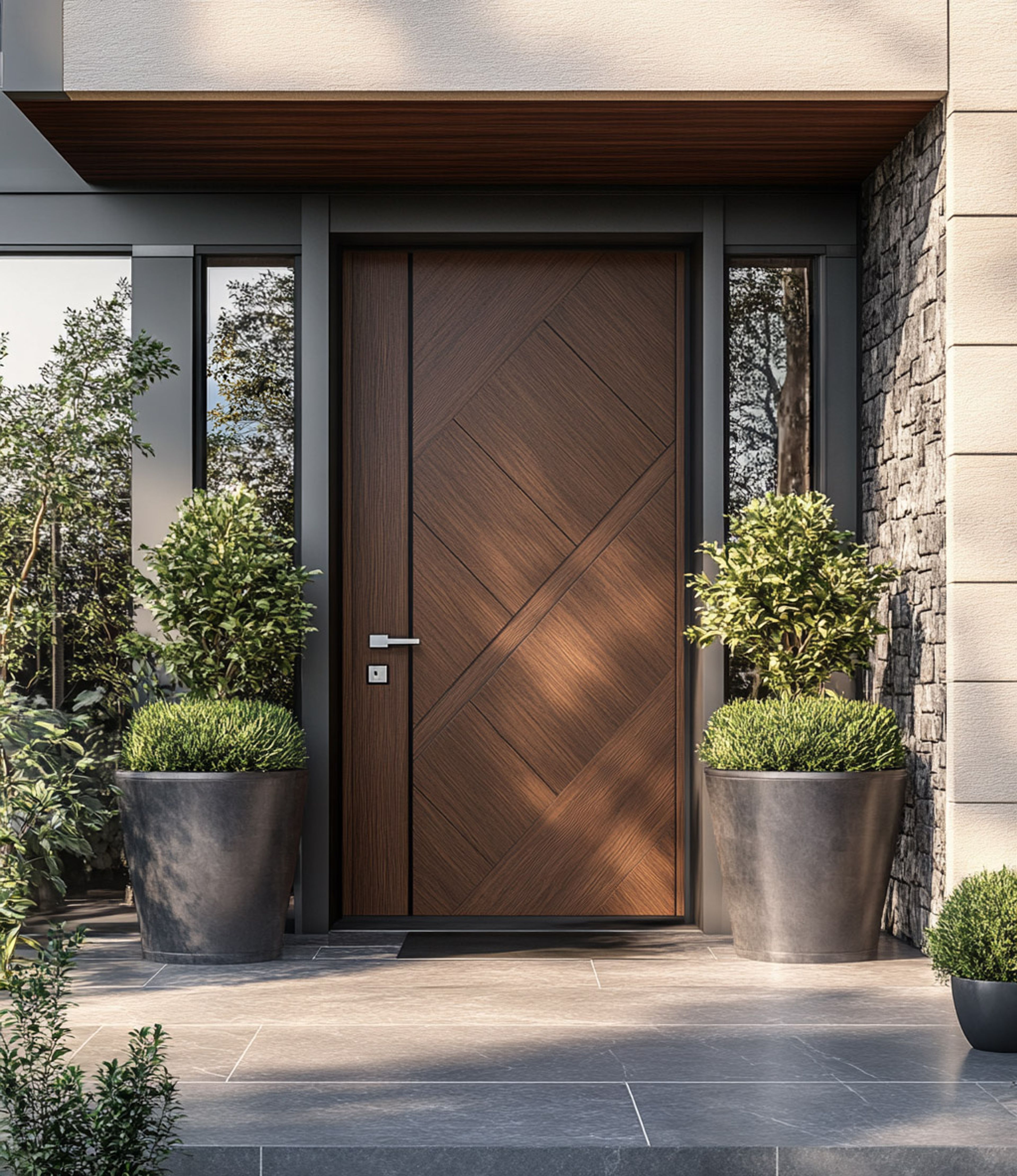 Matte Modern Swing Door Design for Contemporary Entrance