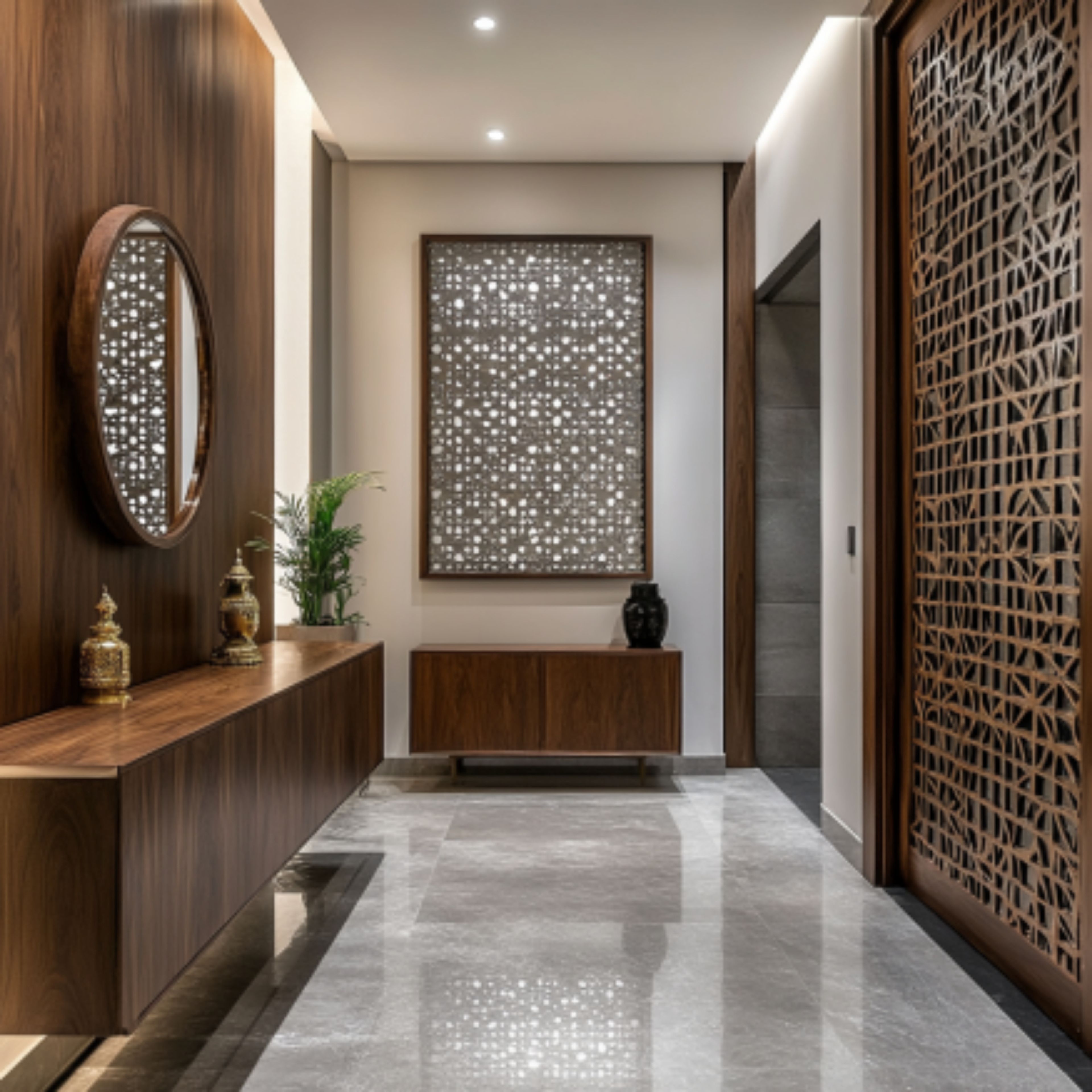 Contemporary Grey and White Square Flooring Design with Marble Texture