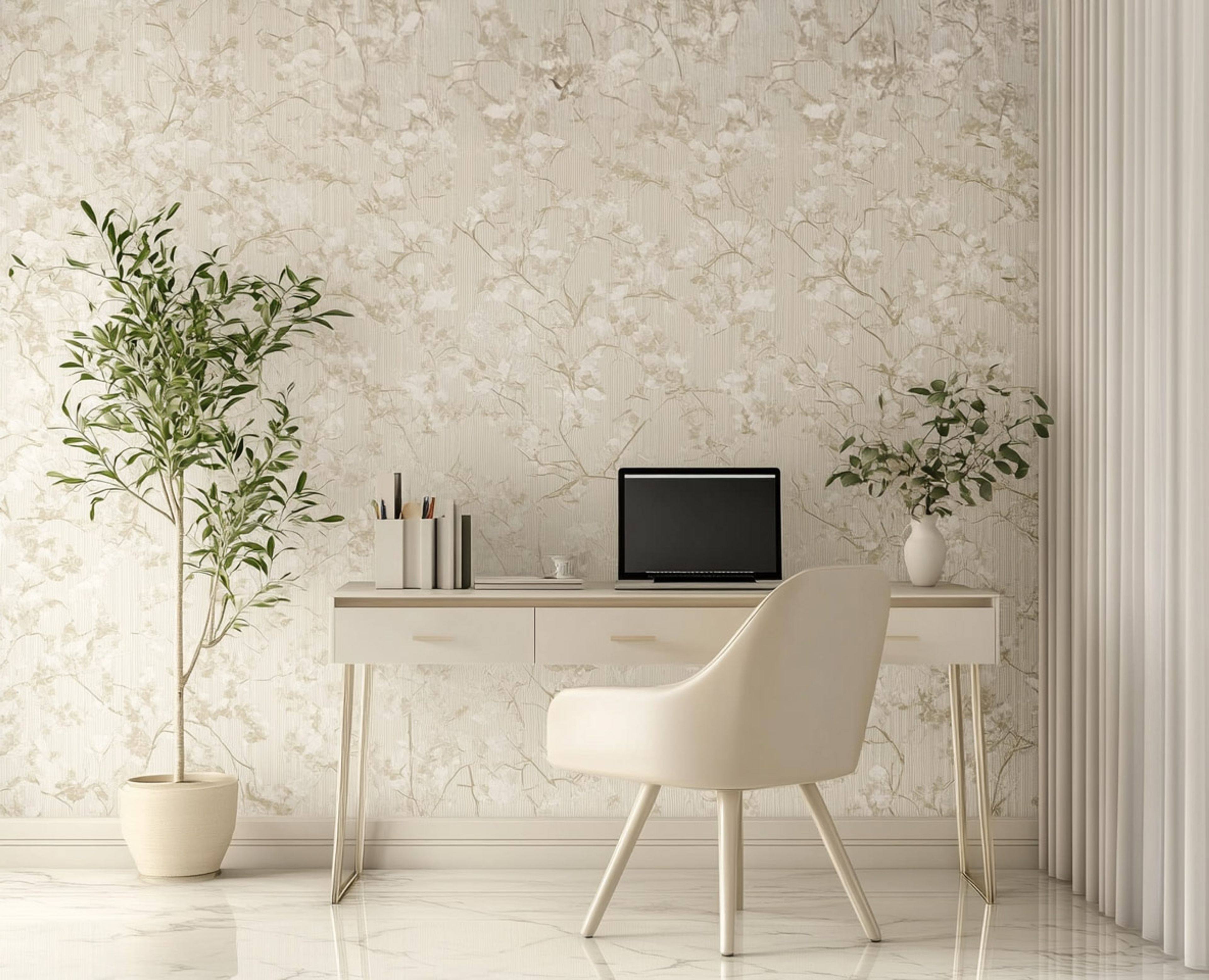 Beige Clouds and Rainbow Wallpaper Design for Contemporary Interiors