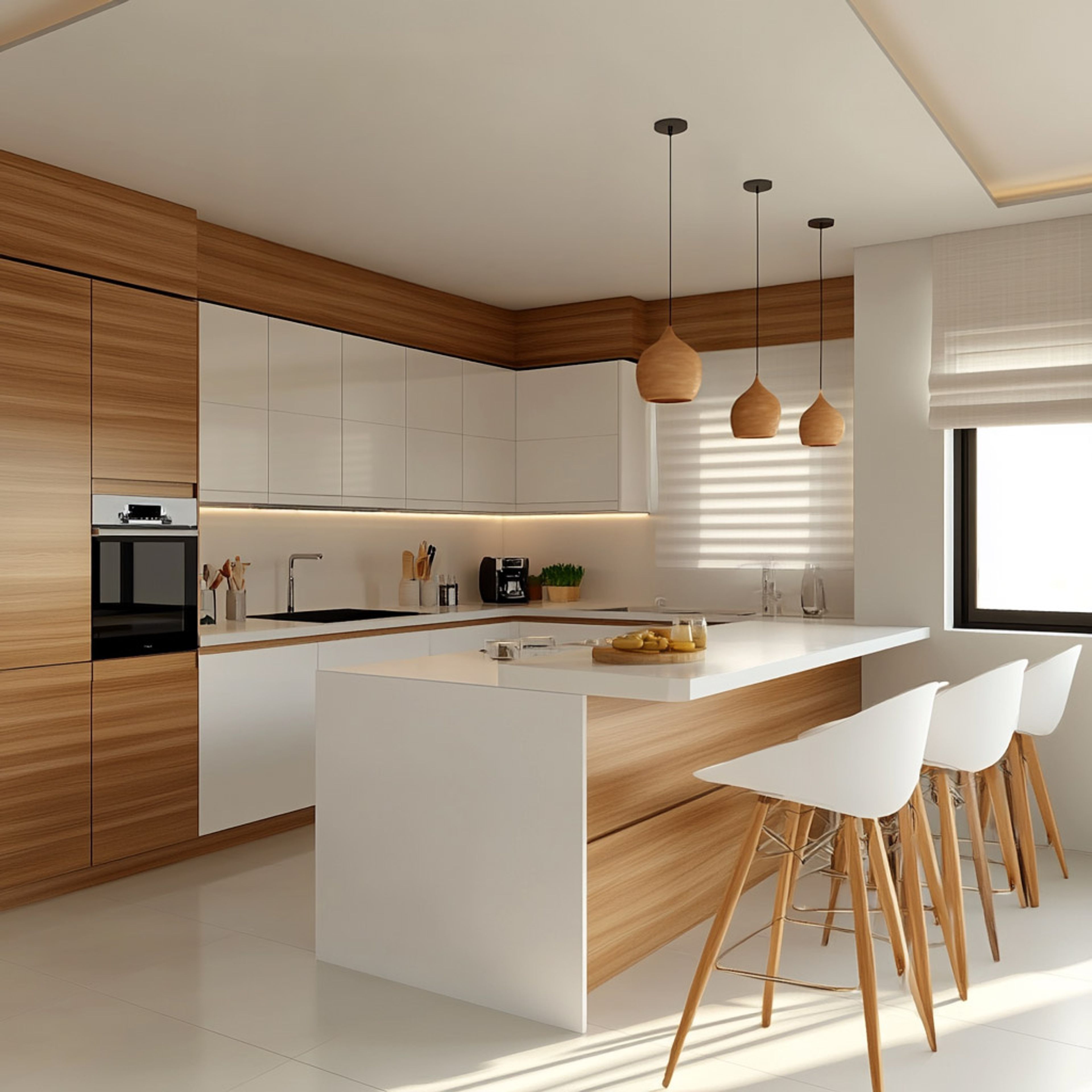 Contemporary Island Kitchen Design with High Gloss Finish Units