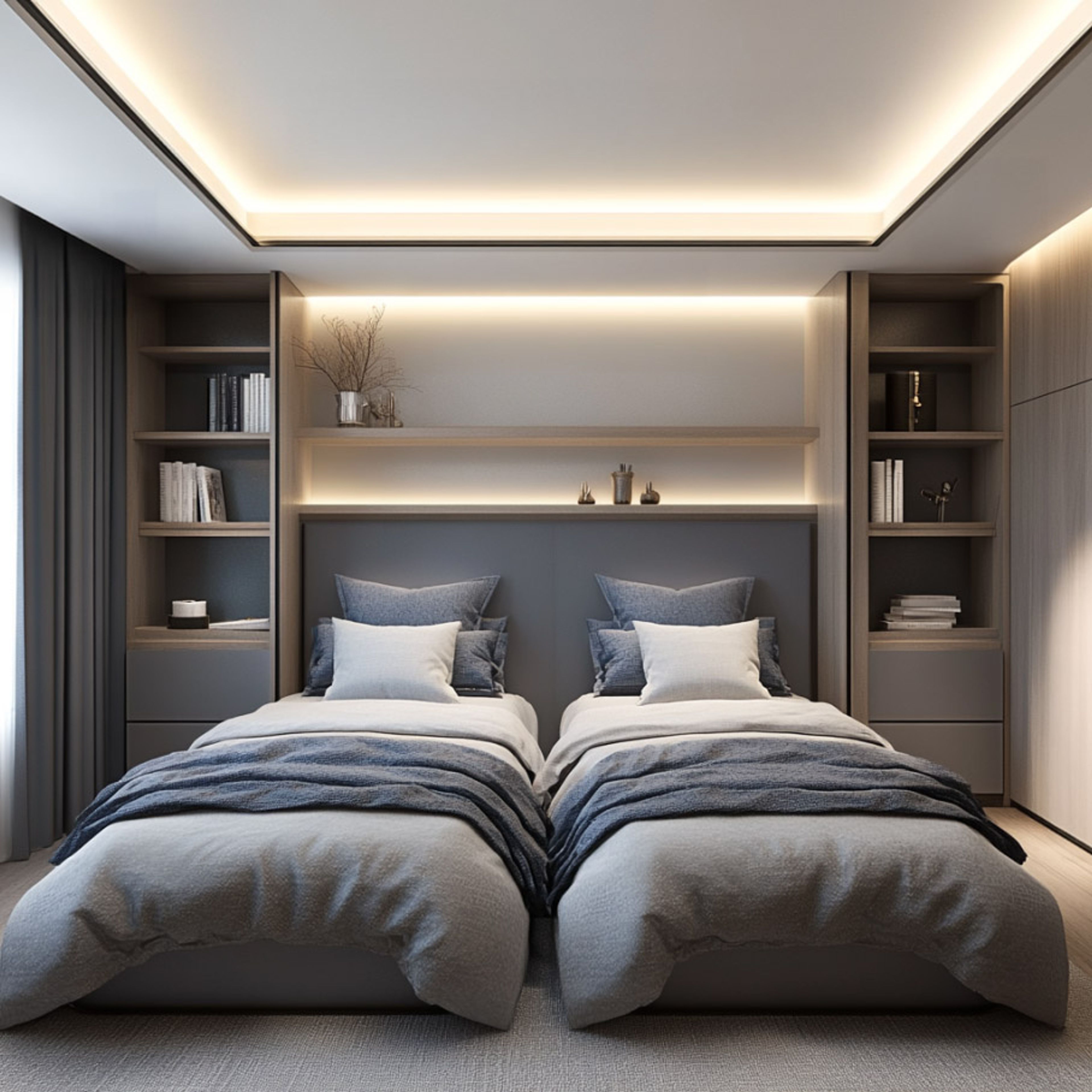 Rectangular Gypsum False Ceiling Design With Cove Lights in Modern Style