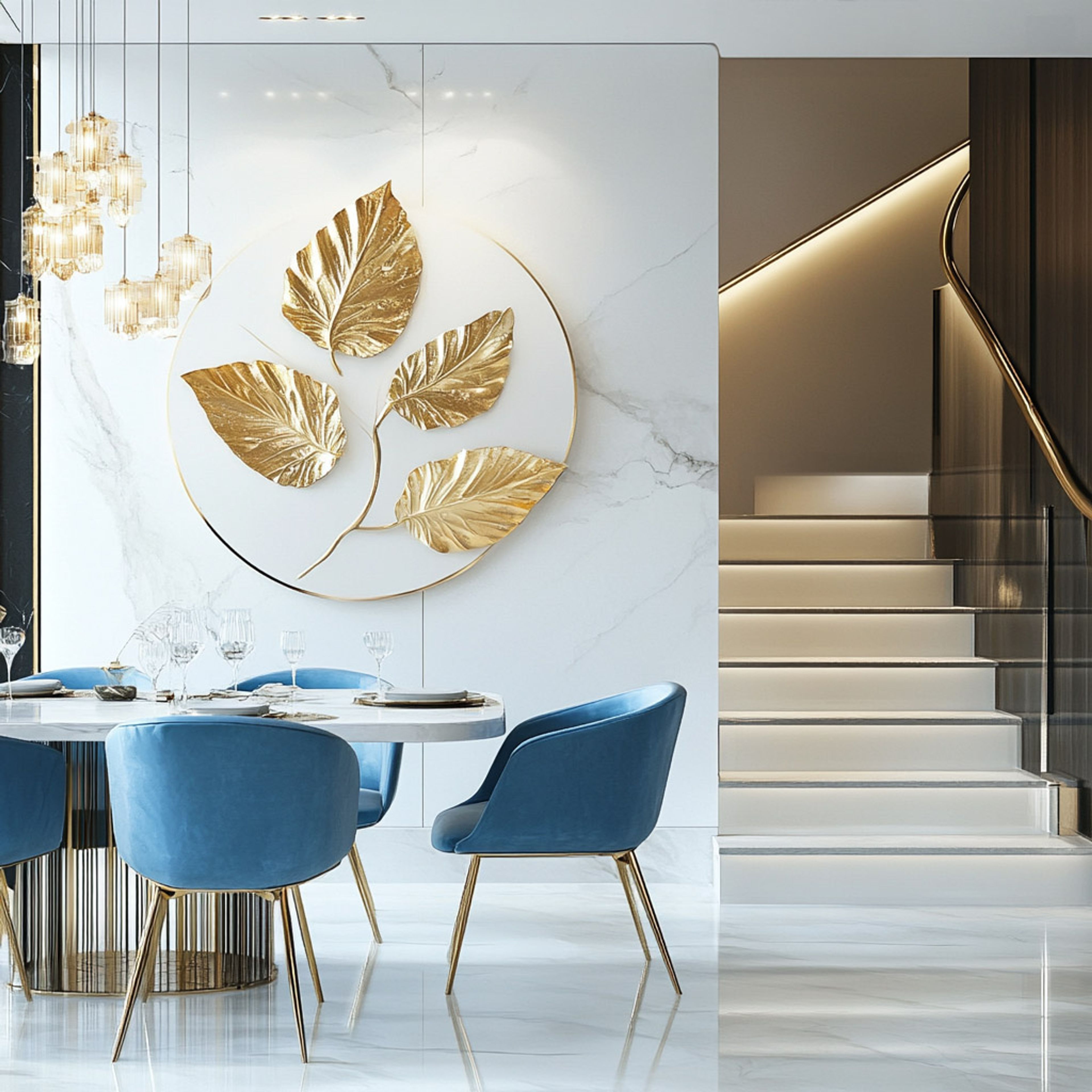 Modern Curved Staircase with Glass Railing and Tiled Steps