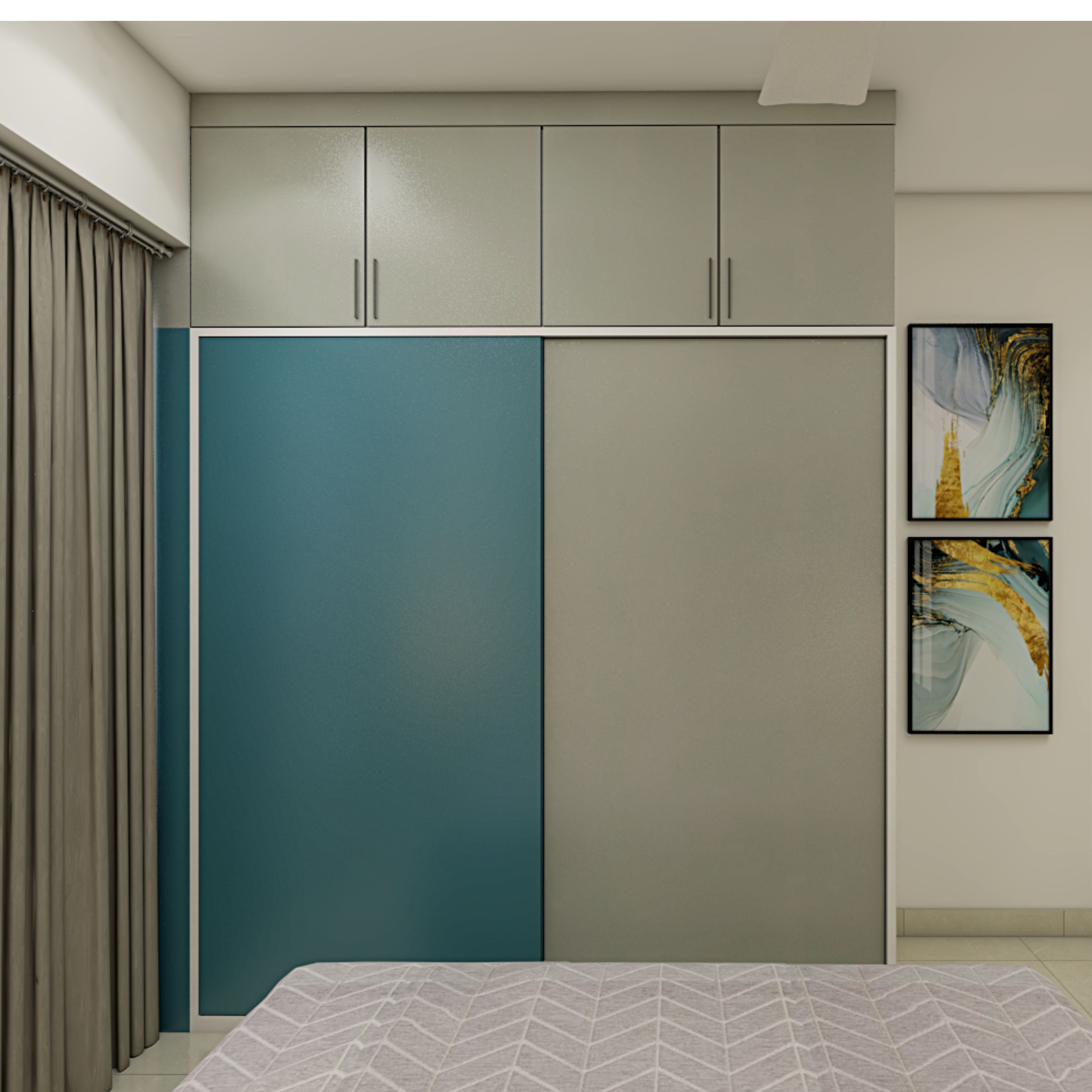 Minimal 6-Door Sliding Wardrobe Design in Grey and Shore