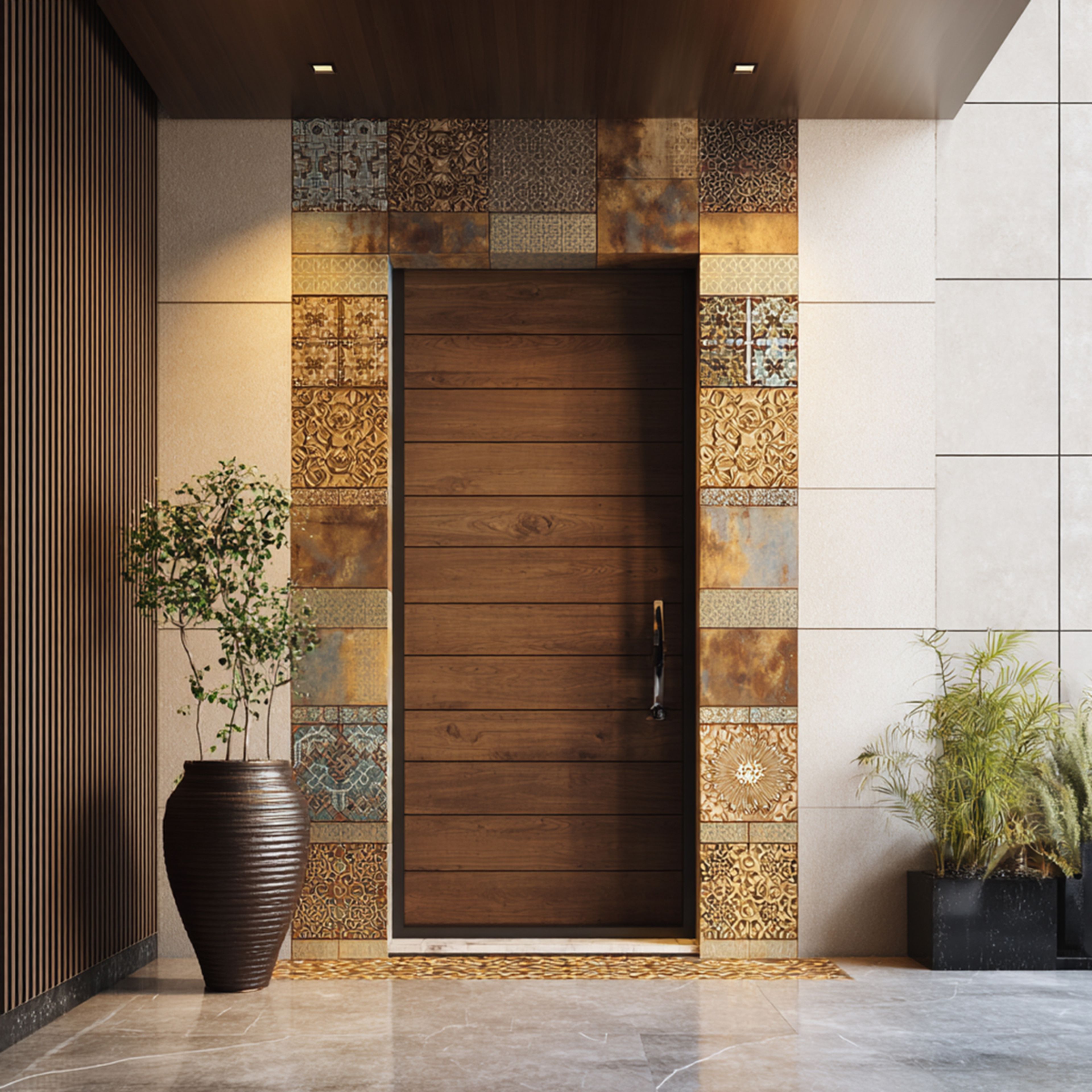 Contemporary Swing Single Entrance Door Design with Matte Finish