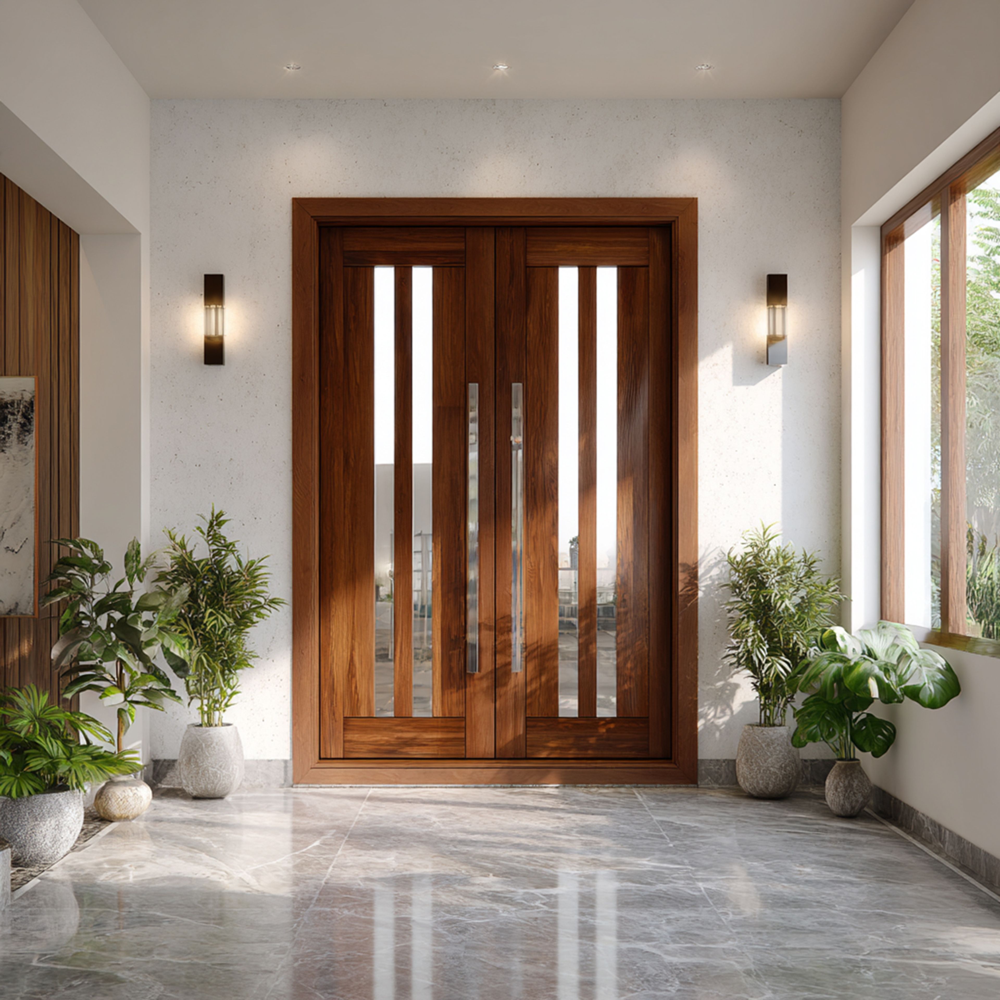 Contemporary Double Swing Door Design with Matte Finish for Entrance