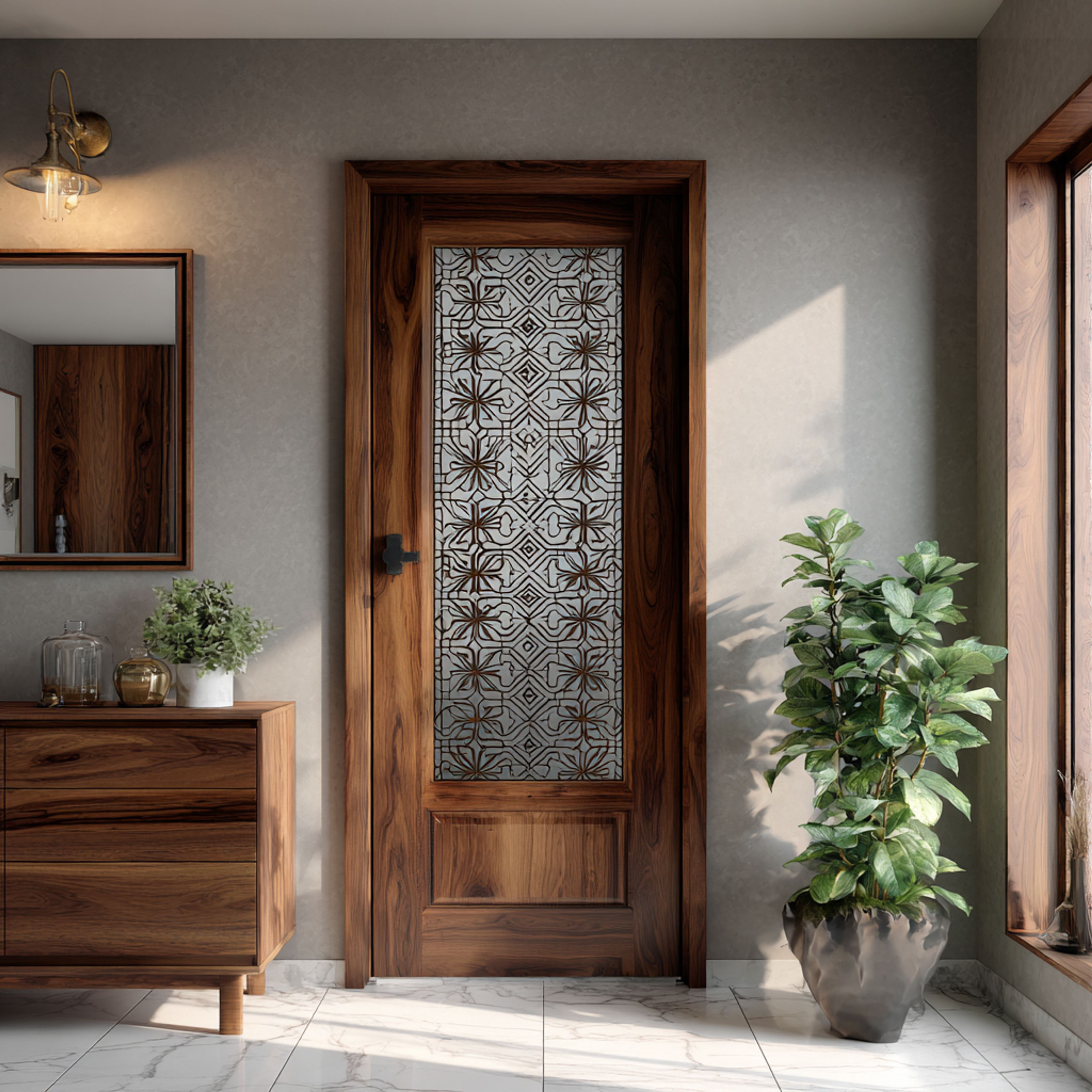 Bedroom Door Design in Modern Swing Single Matte Finish