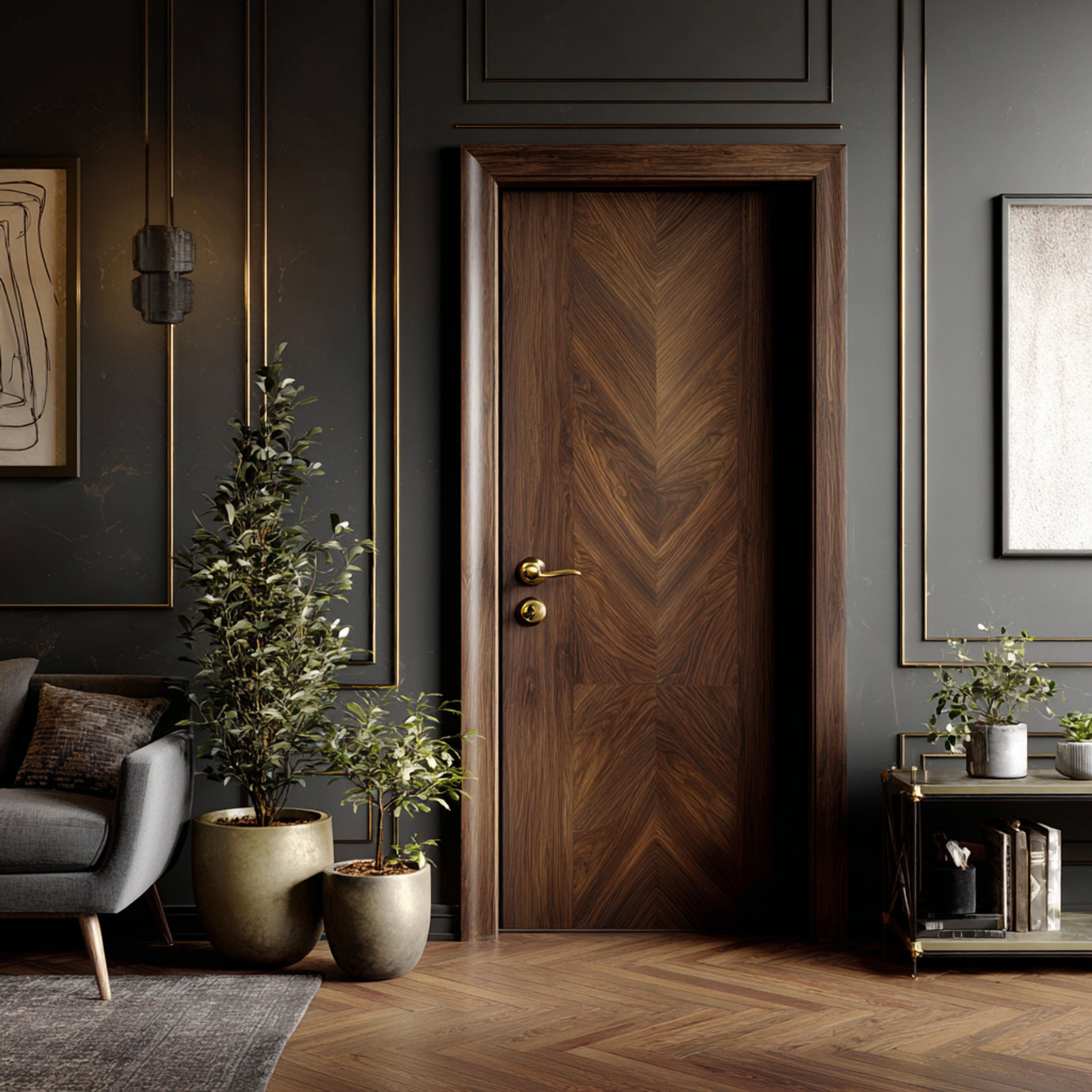 Modern Bedroom Door Design with Swing Single Door in Matte Finish