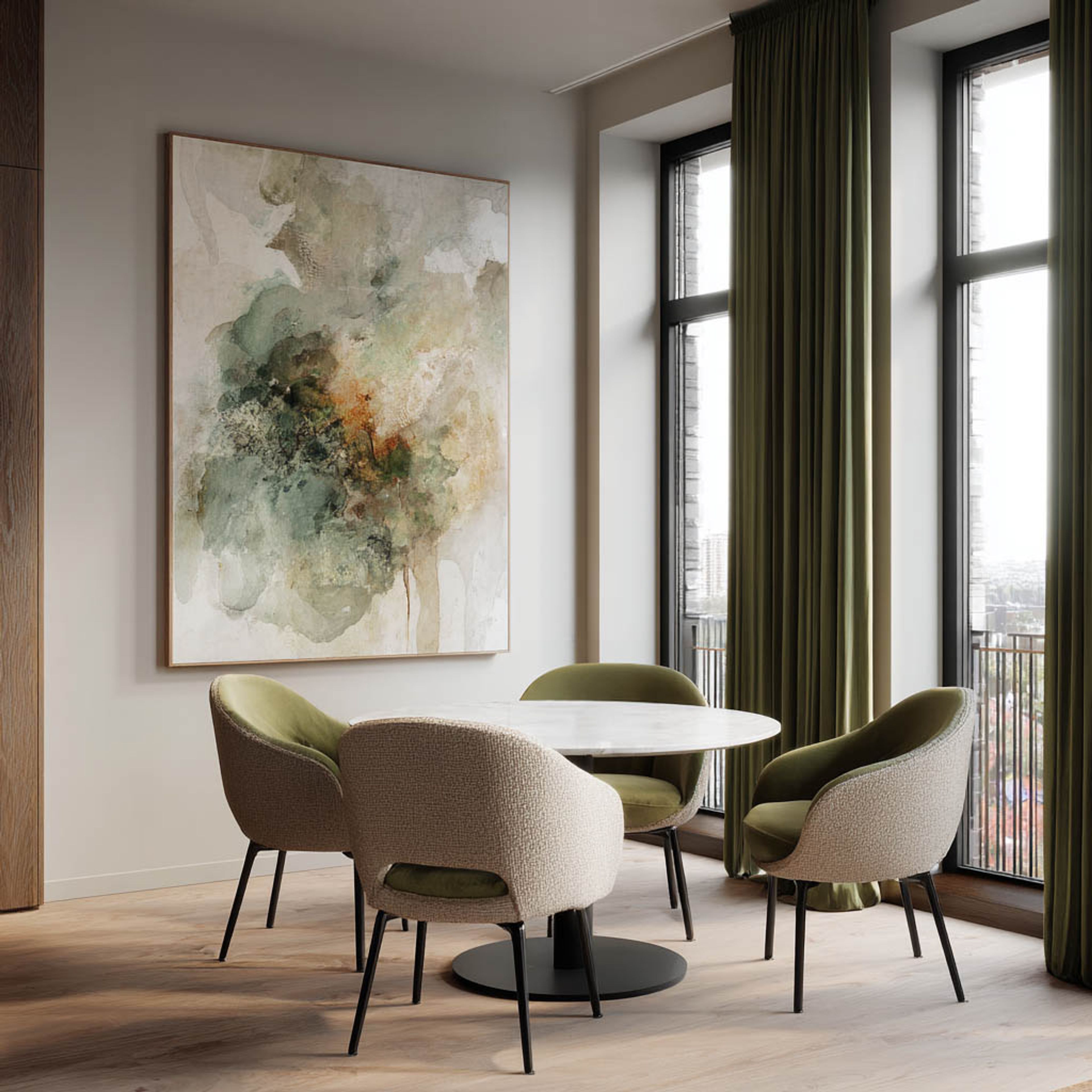 Dining Room Design with Round Marble Dining Table