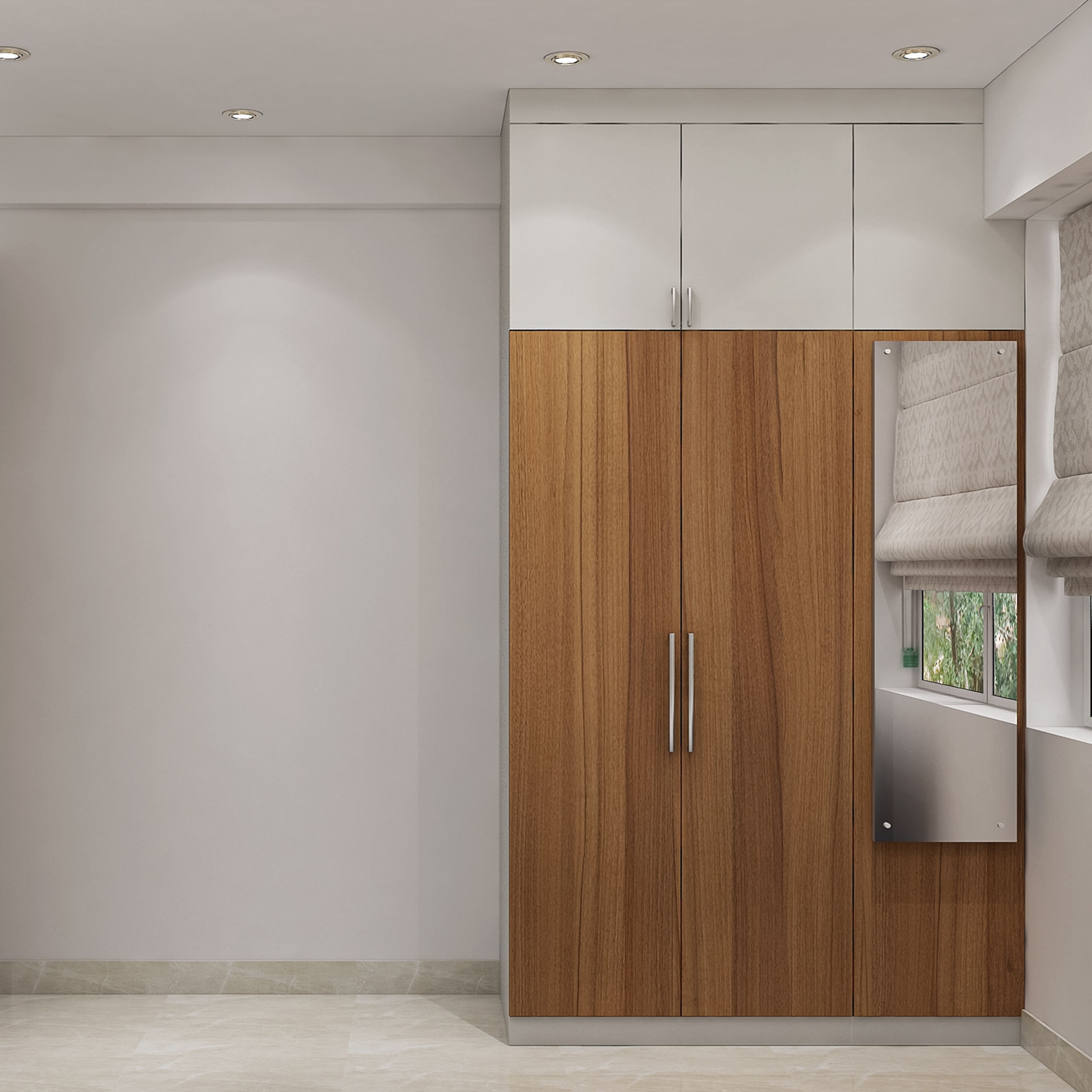 3-Door Minimal Swing Wardrobe Design with Floor-to-Ceiling Storage