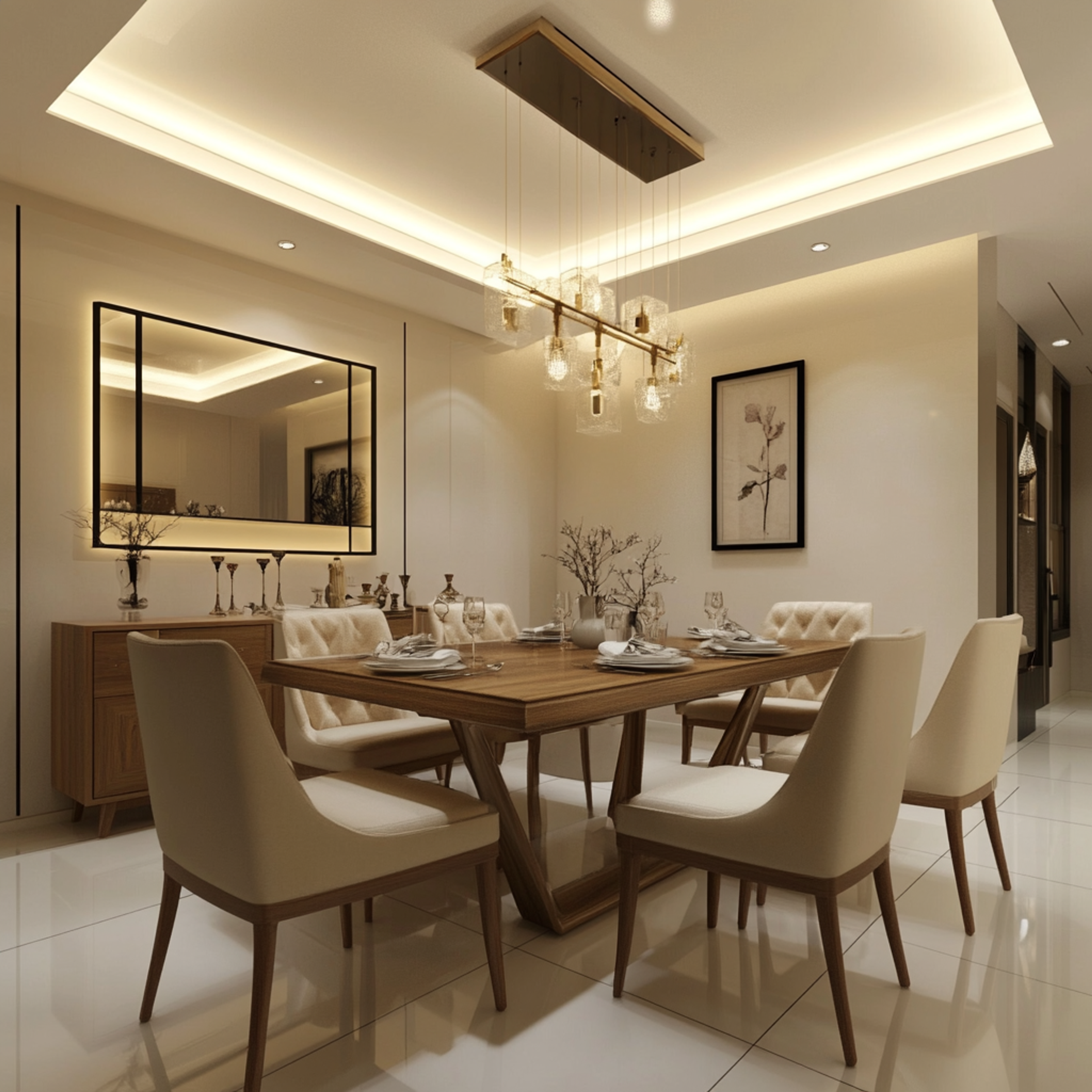 Contemporary Dining Room Design with Wooden X-Base Table