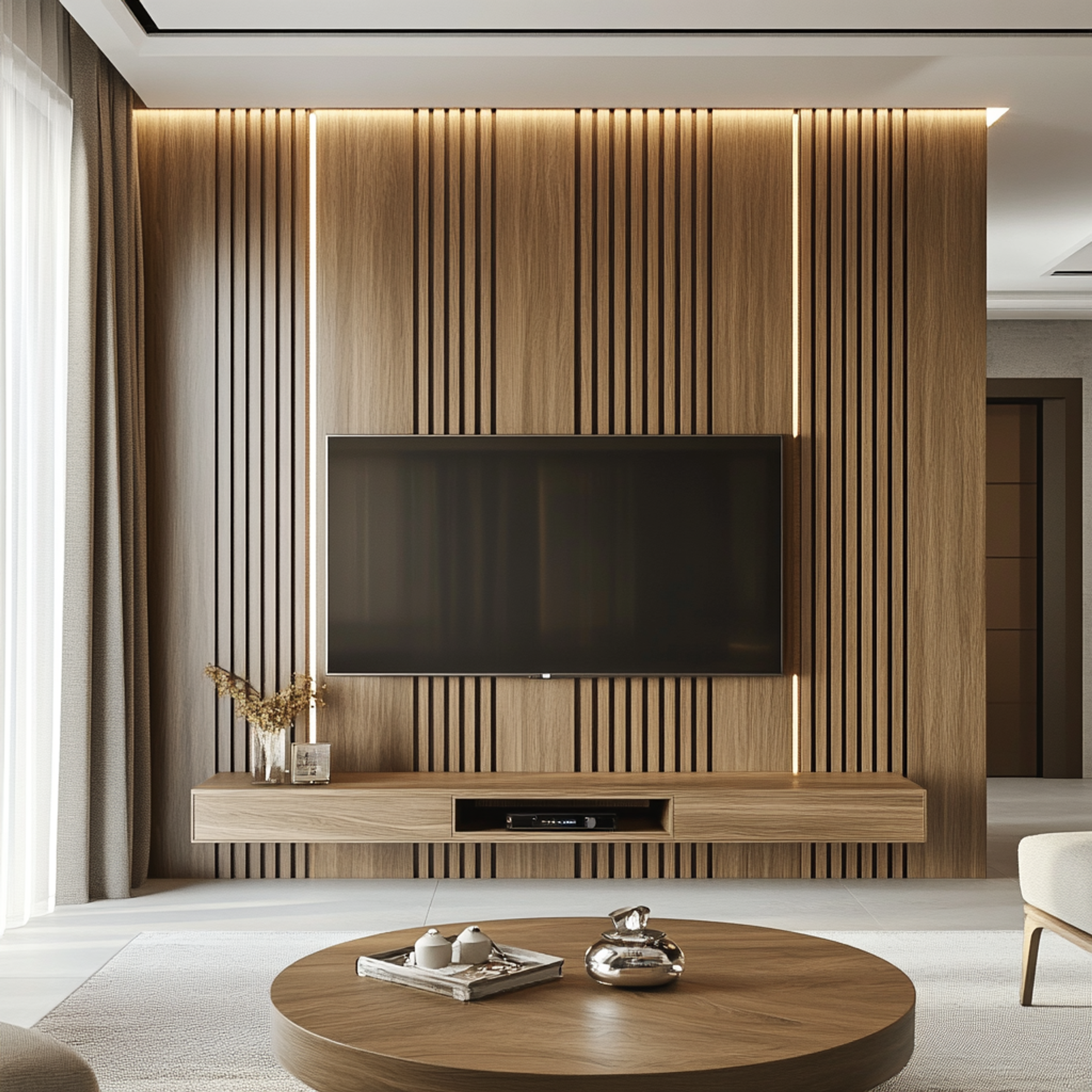 Contemporary TV Unit Design in Walnut Colour