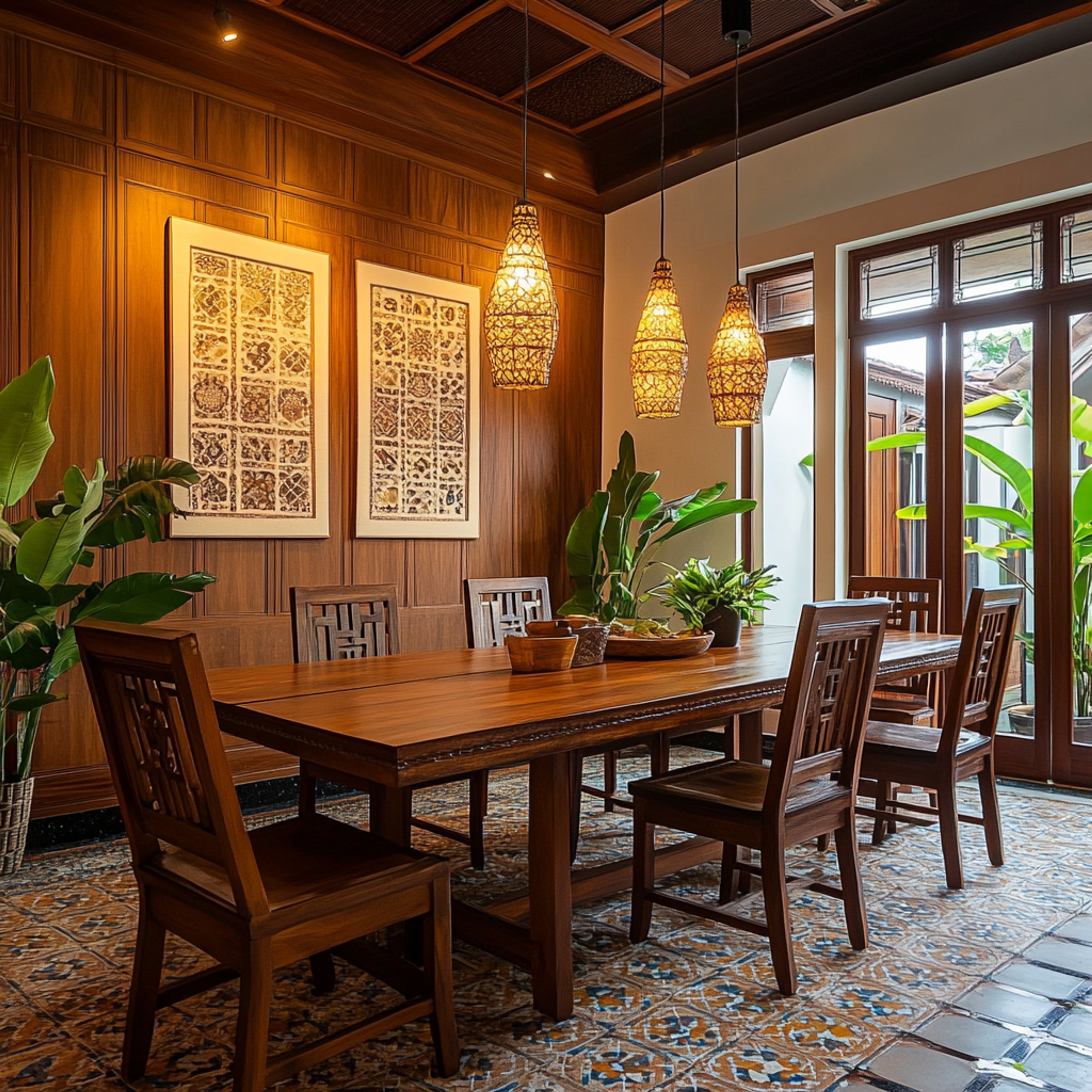 Dining Room Design with Wooden Dining Table and Chairs