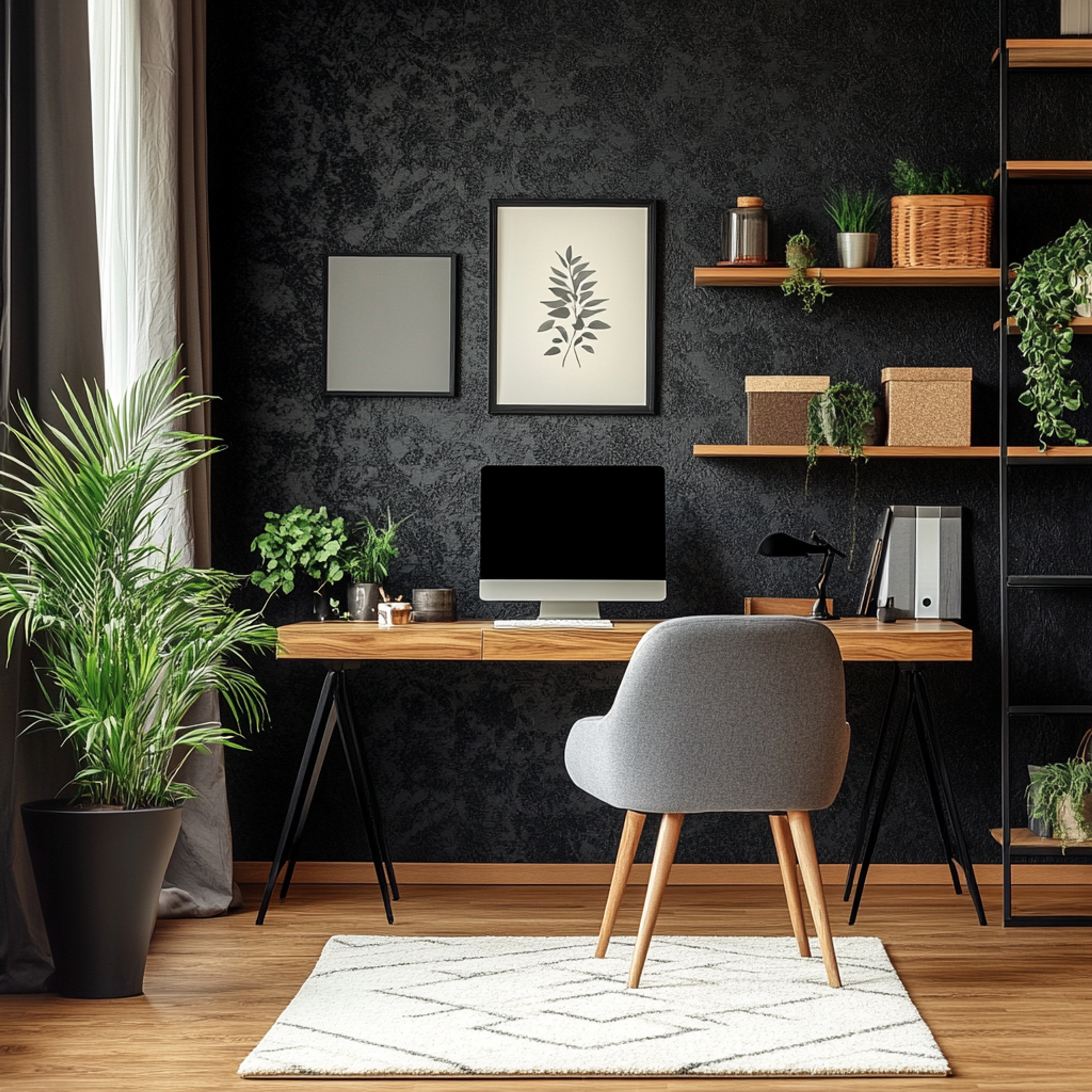 Modern Bold Black Textured Wallpaper Design