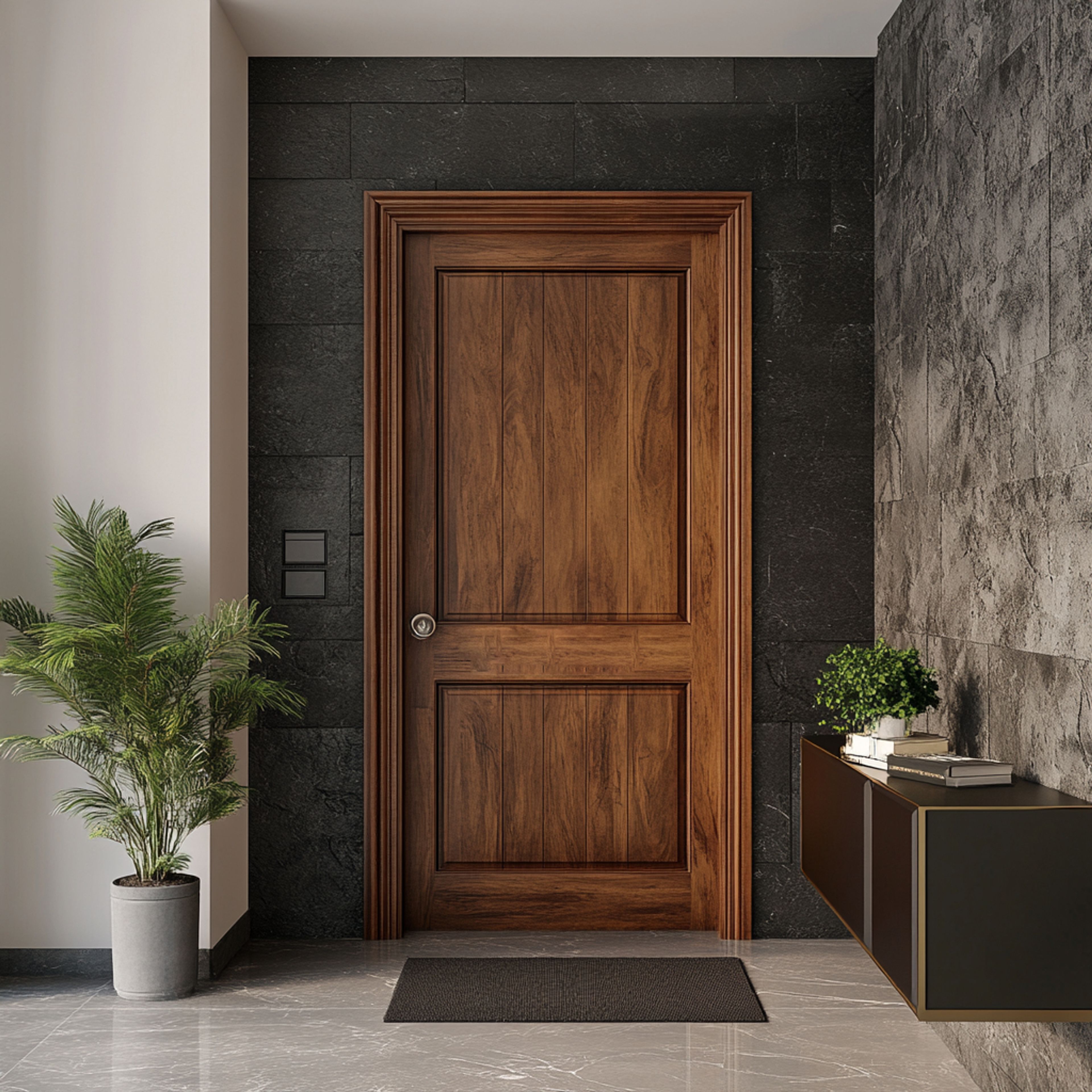 Contemporary Matte-Finish Swing Door Design for Entrance