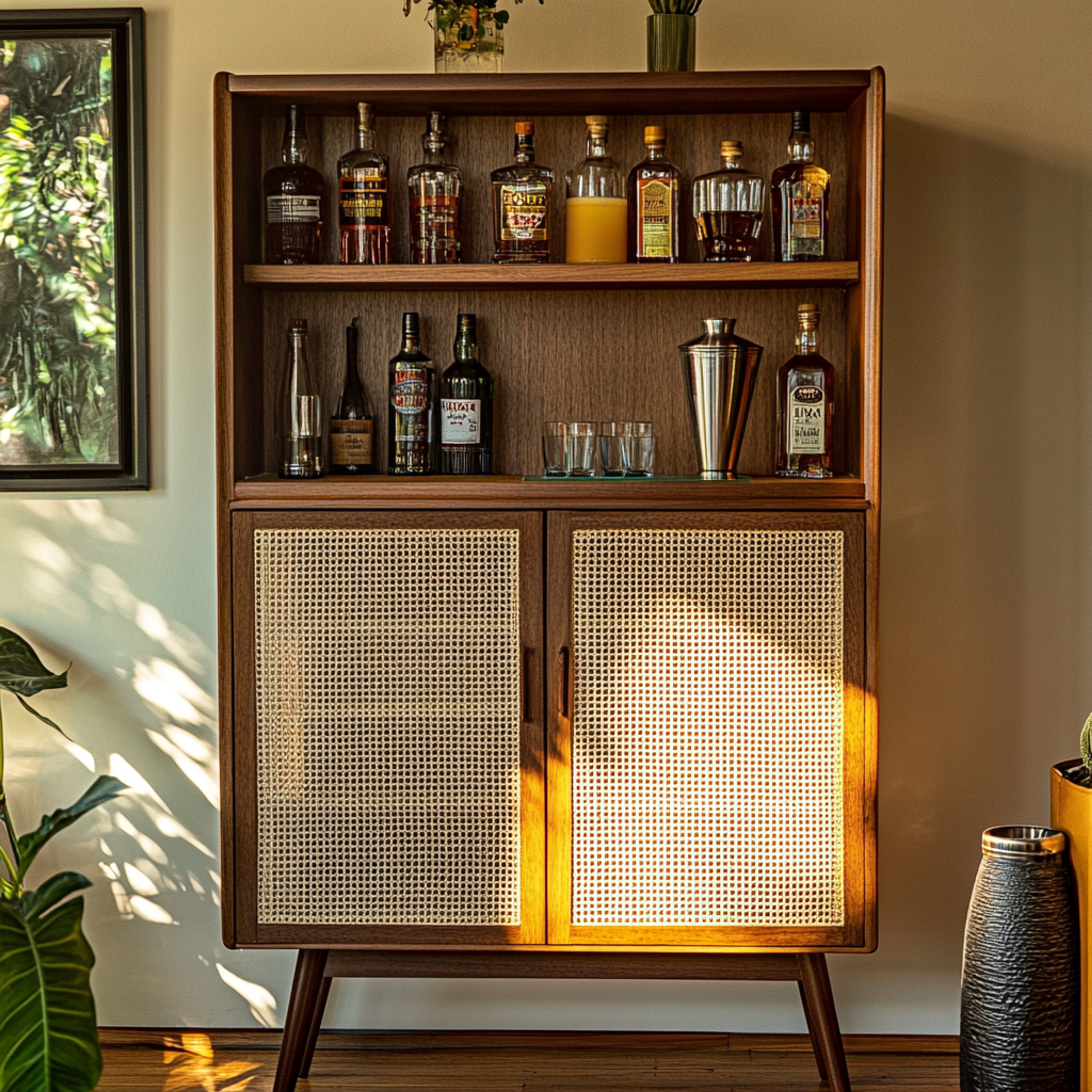 Contemporary Home Bar Design in Walnut Bronze Finish