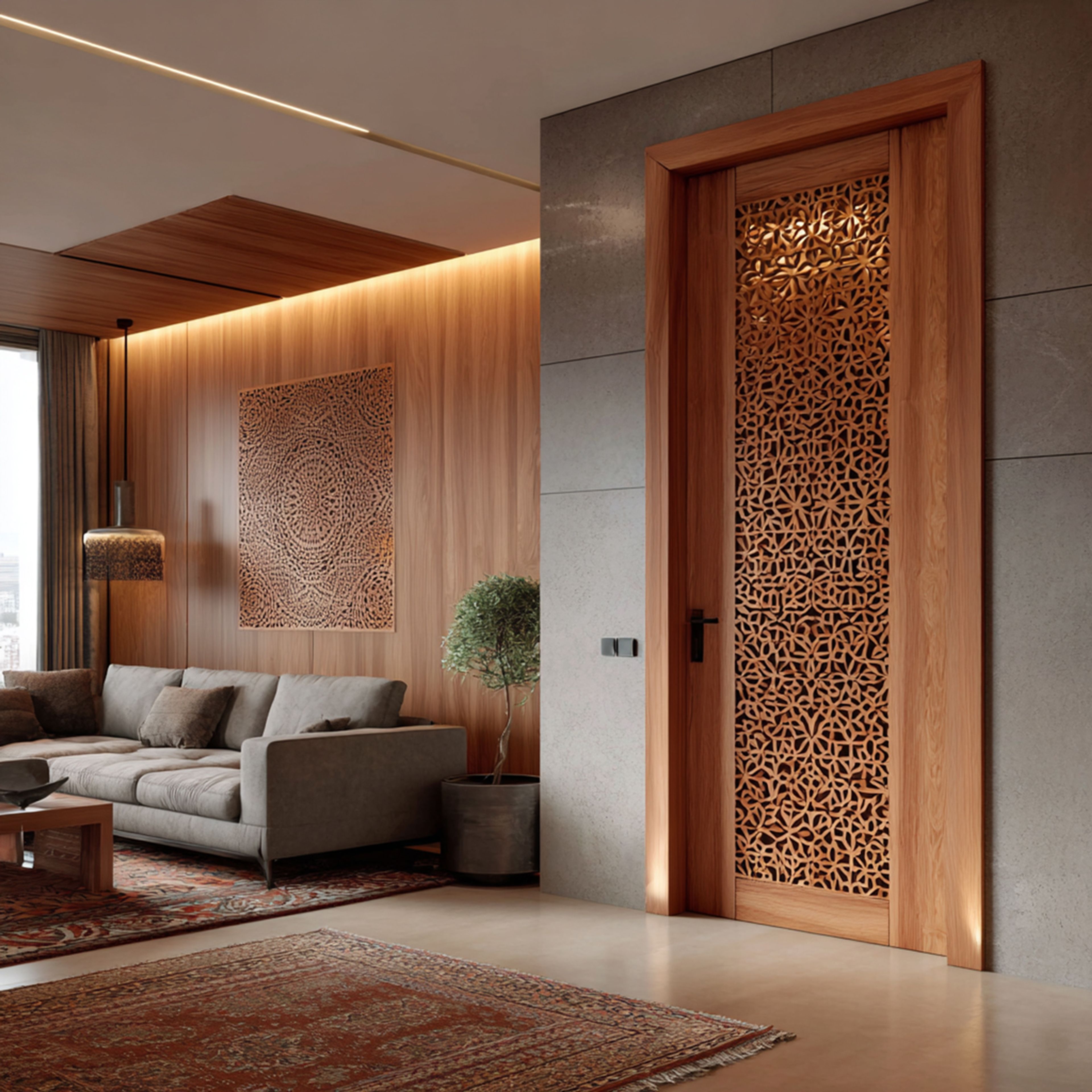 Contemporary Living Door Design with Matte Finish Swing Single Door