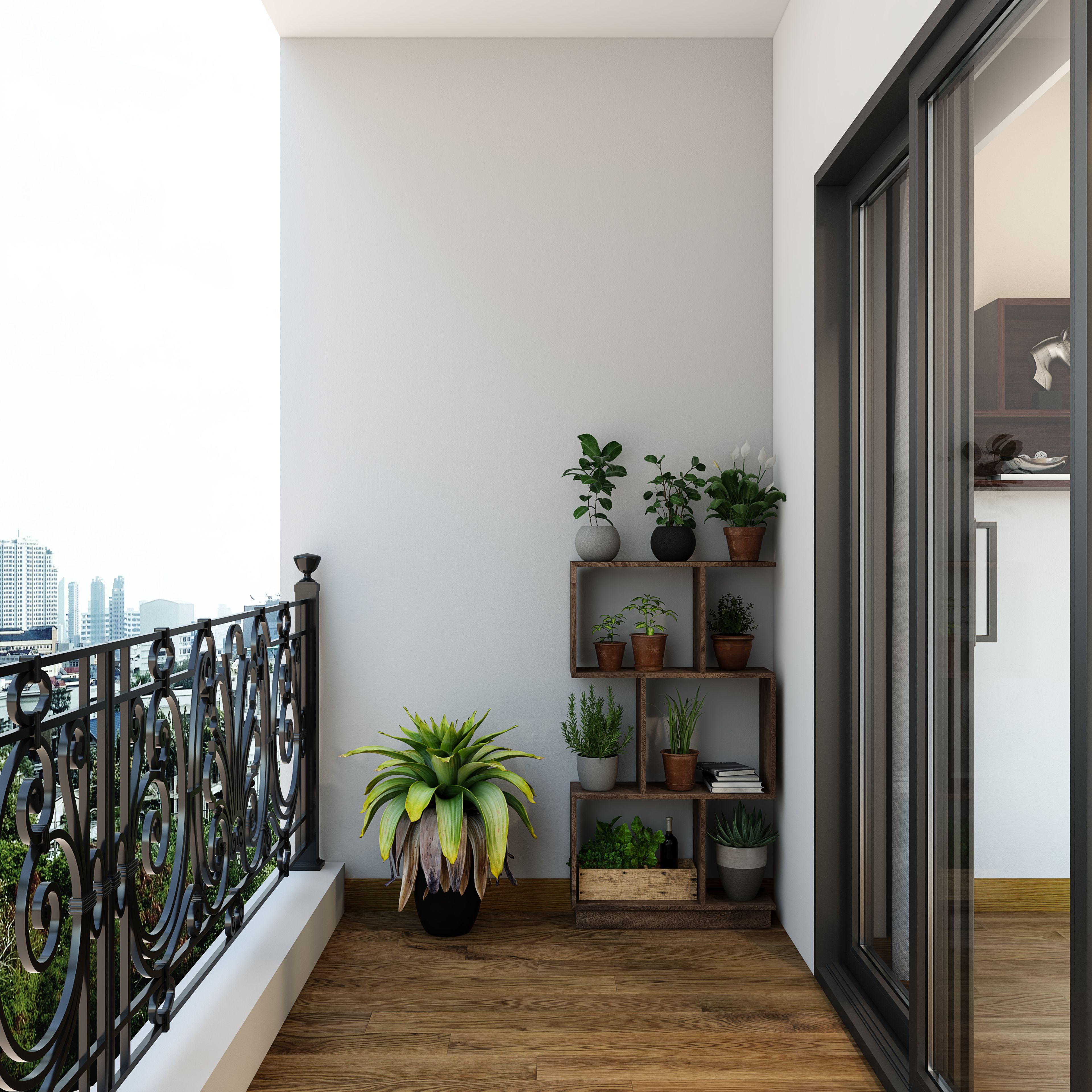 Simple Balcony With Vertical Garden