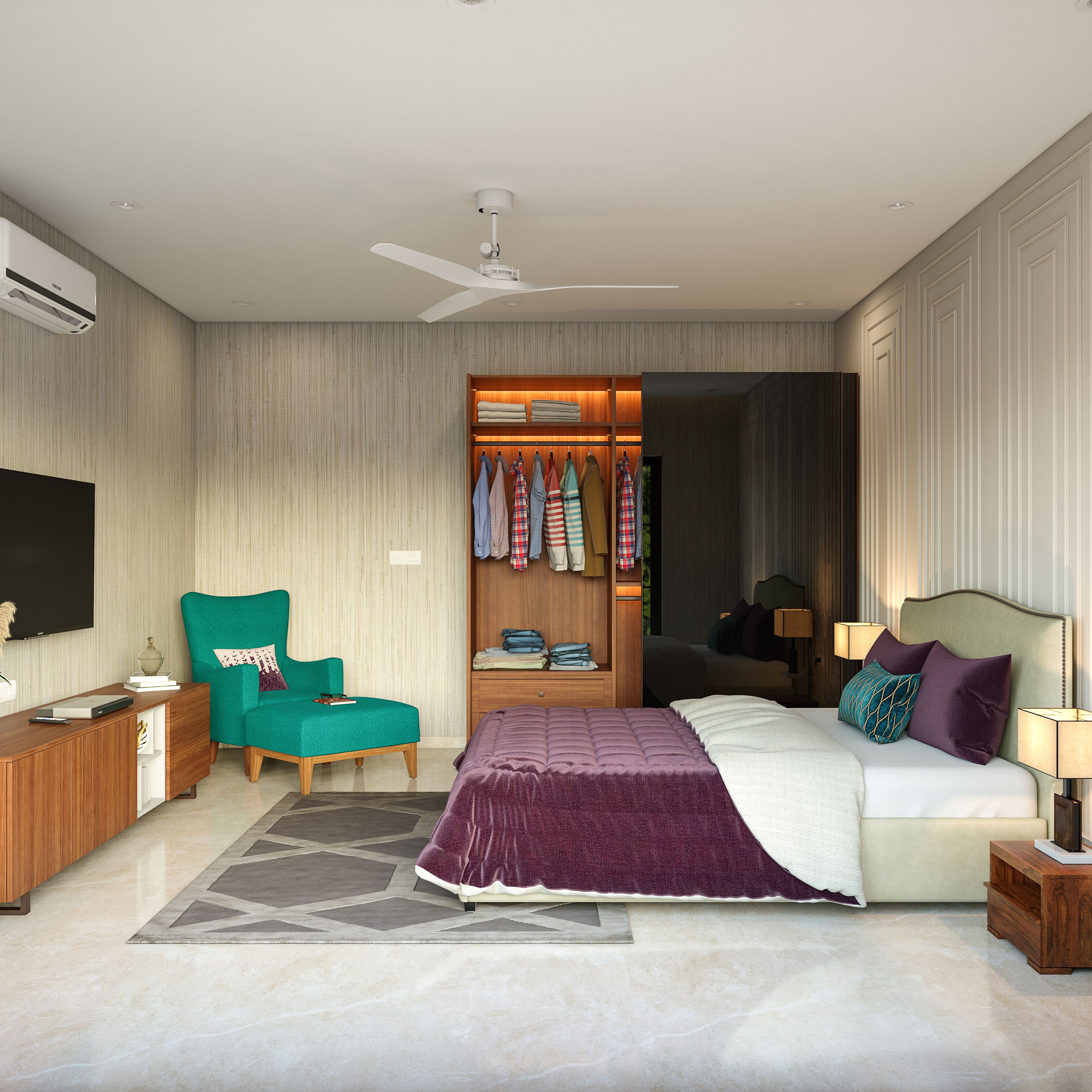 Modern Master Bedroom With Sliding Wardrobe