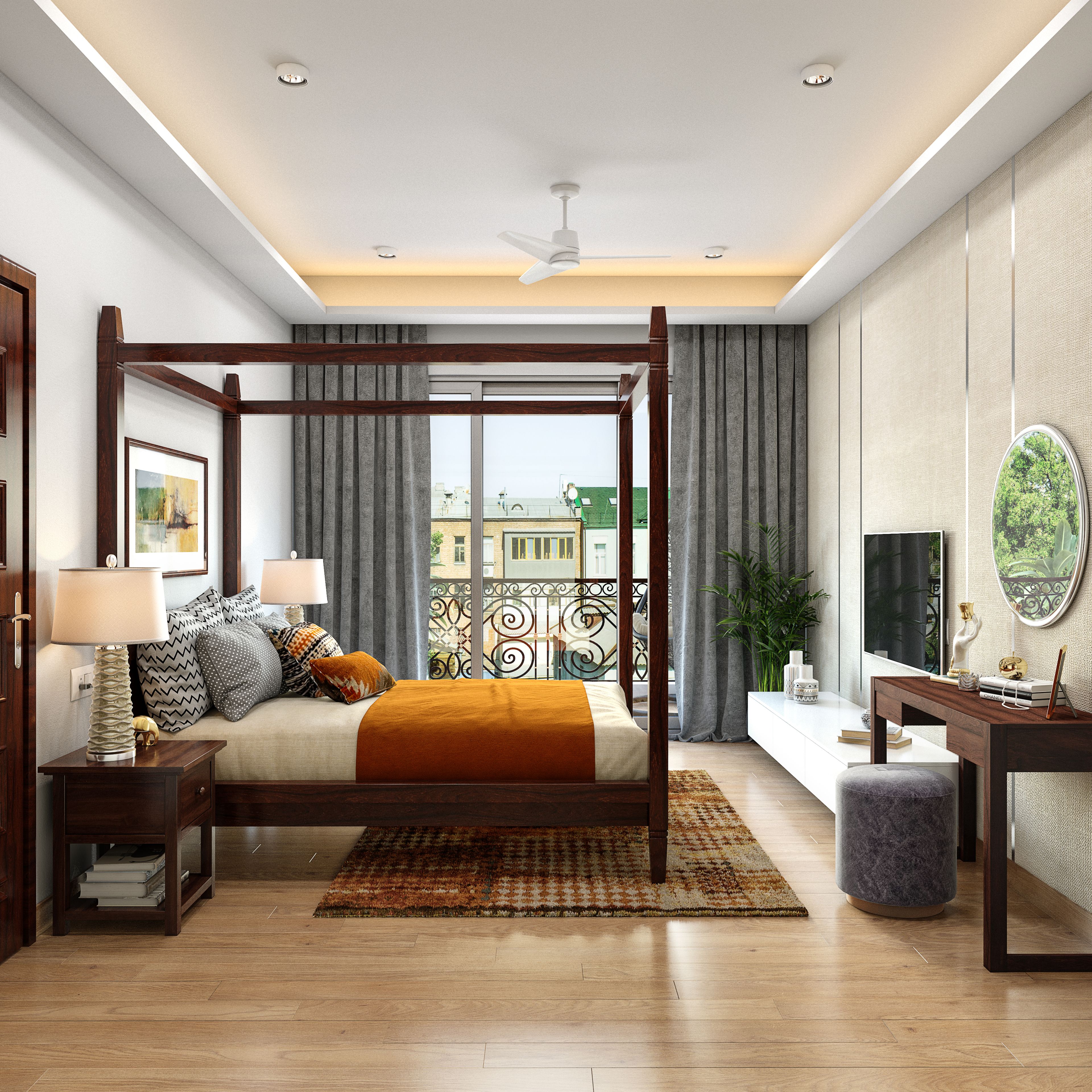 Small Master Bedroom With Soft Hues And Modern Furniture