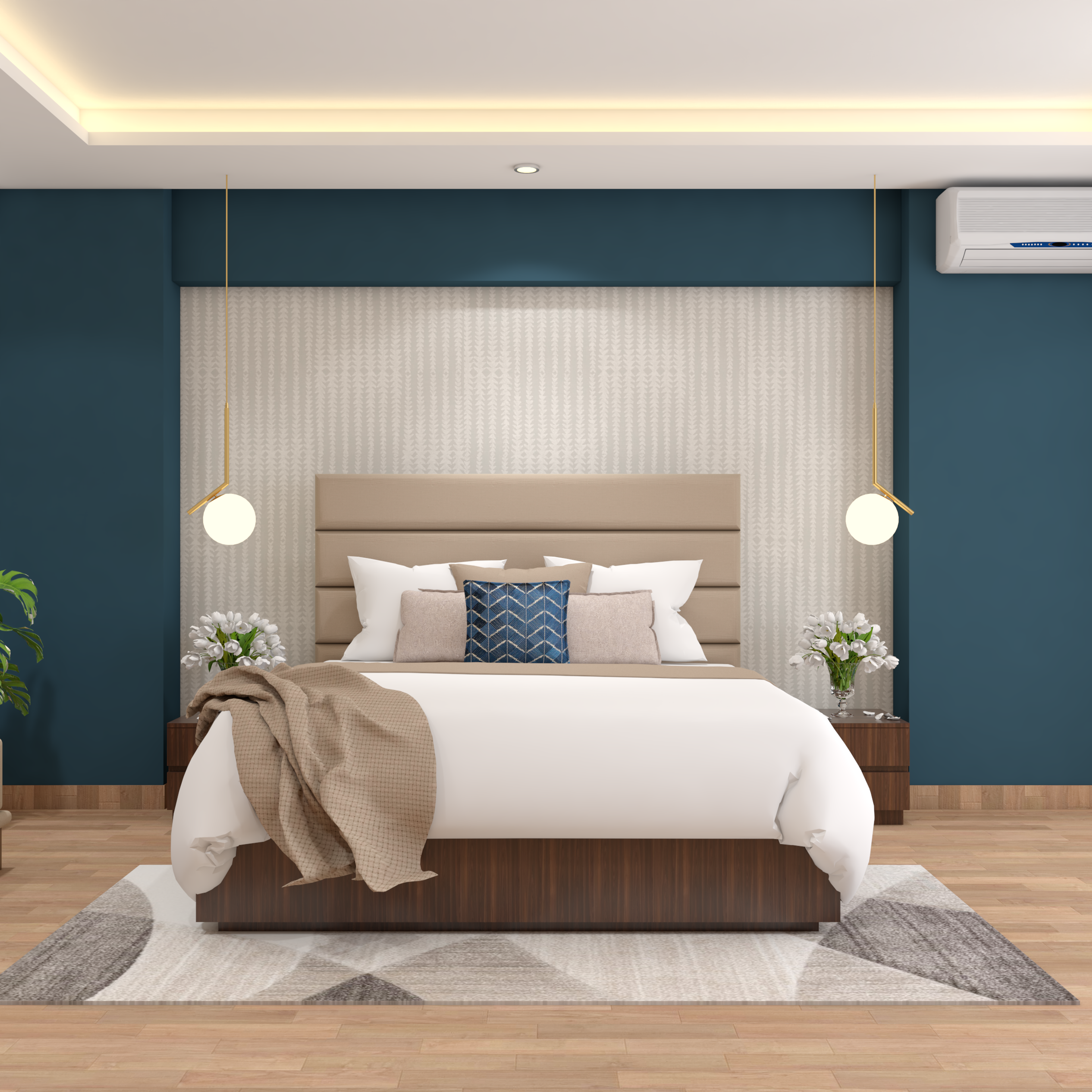 Modern Master Bedroom With Calm And Tranquil Colours