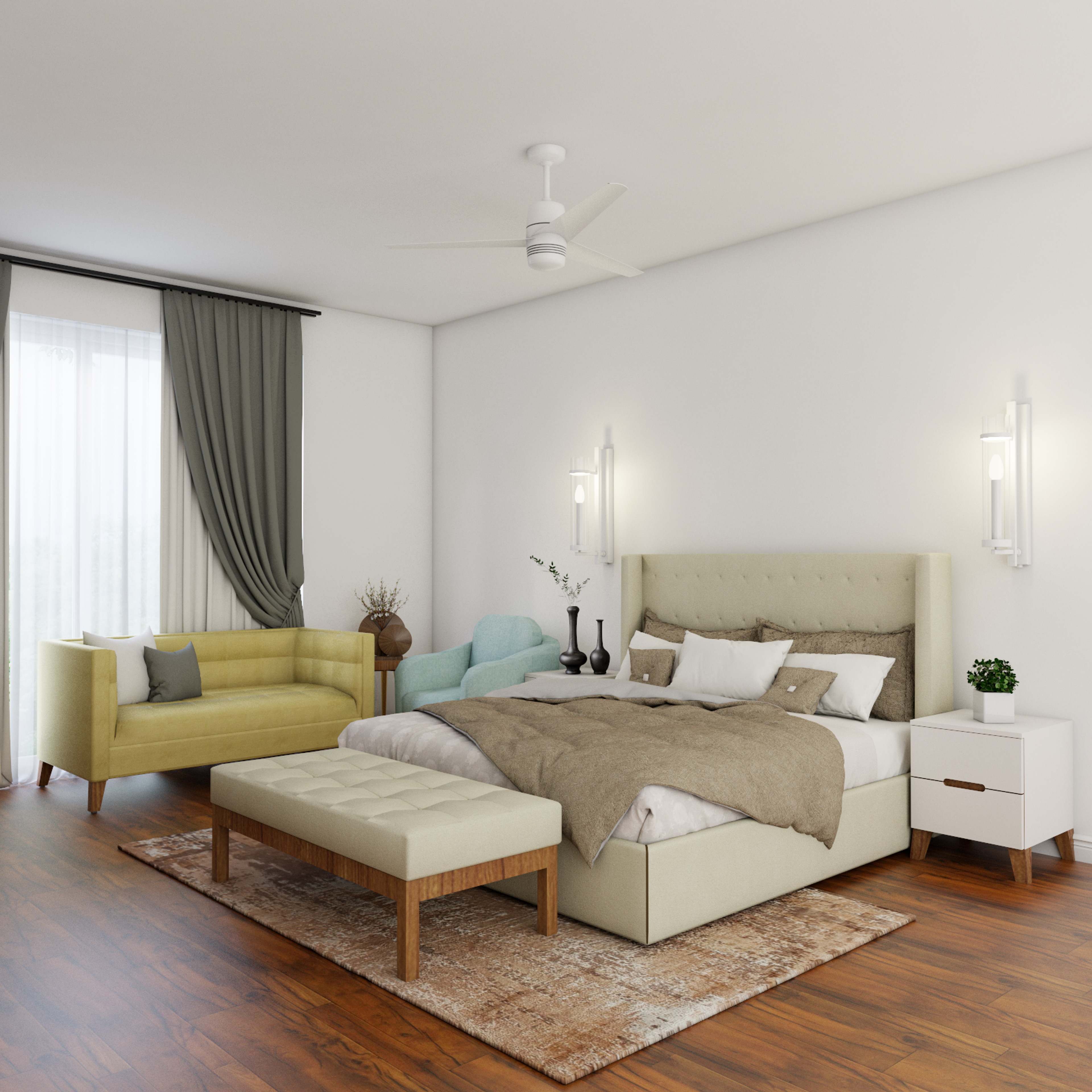 Modern Master Bedroom With Subtle Colours