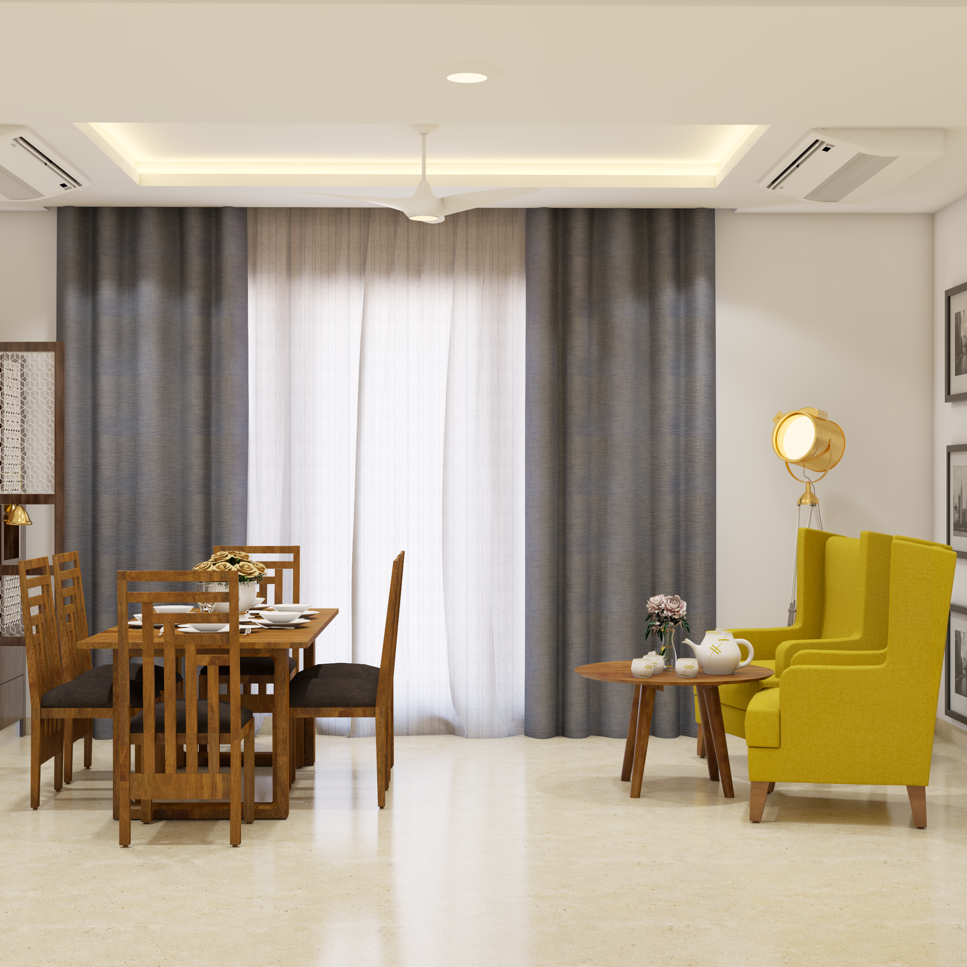 Small Dining Room With Yellow Chairs