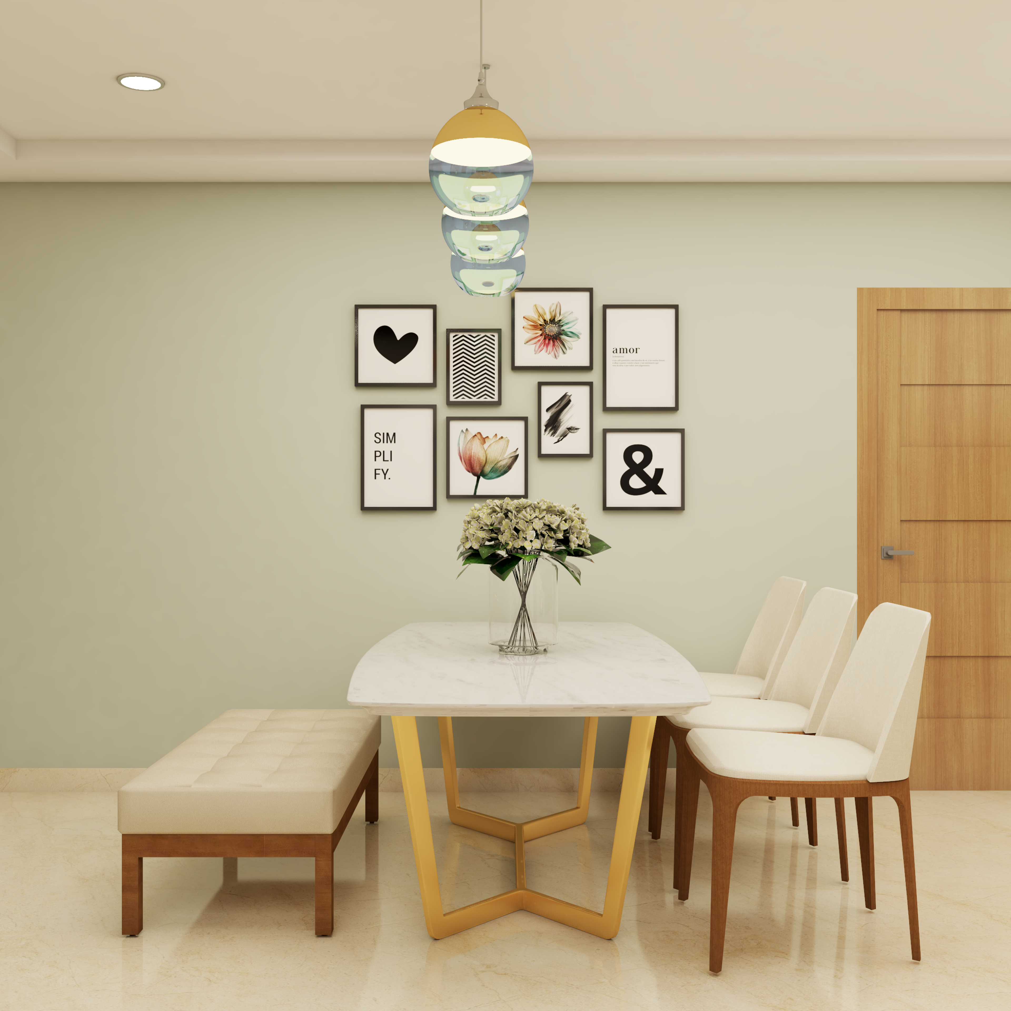 Modern Dining Room With 4-seater Table