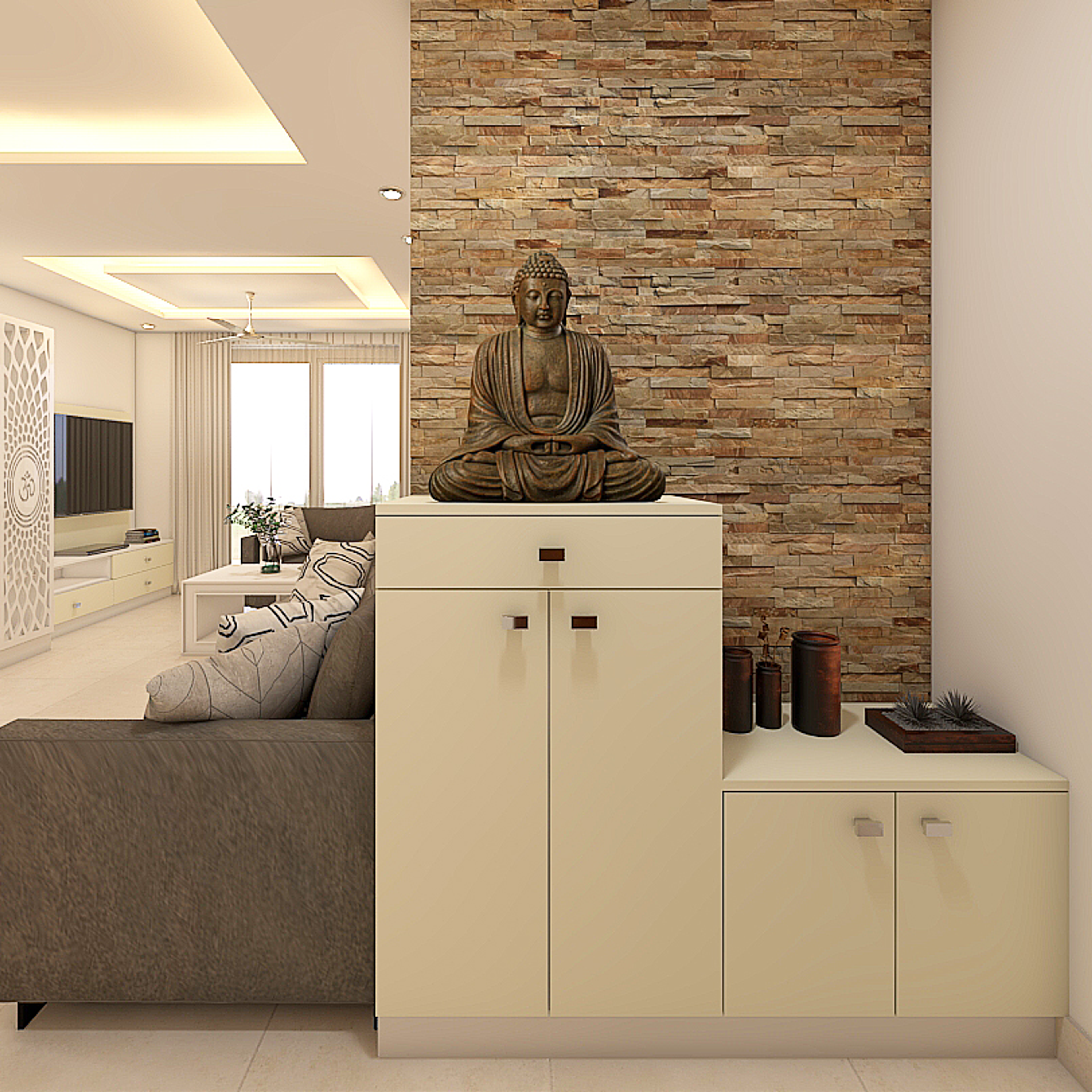 Small Foyer Design With Buddha Idol