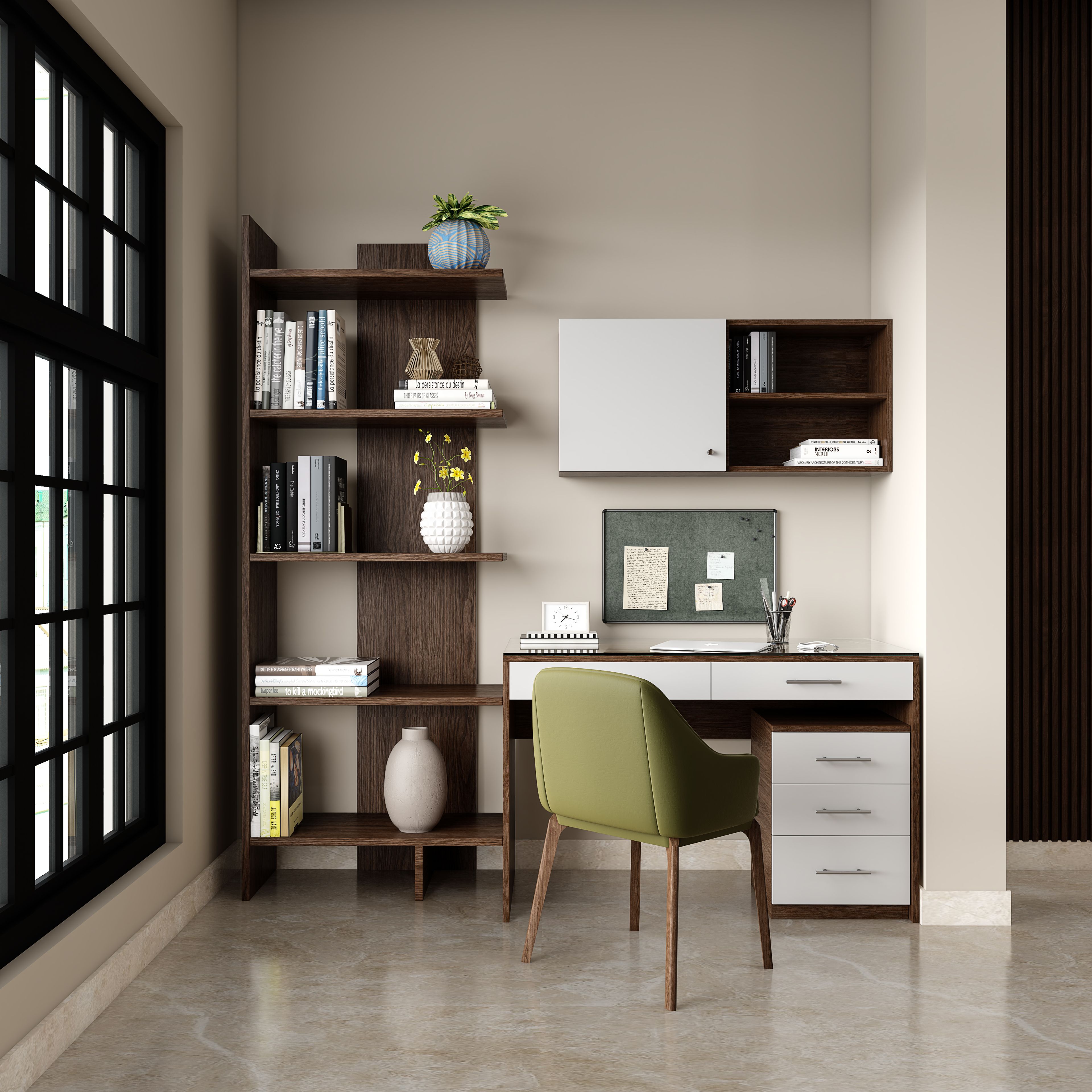 Classic Home Office With Open Storage Furniture