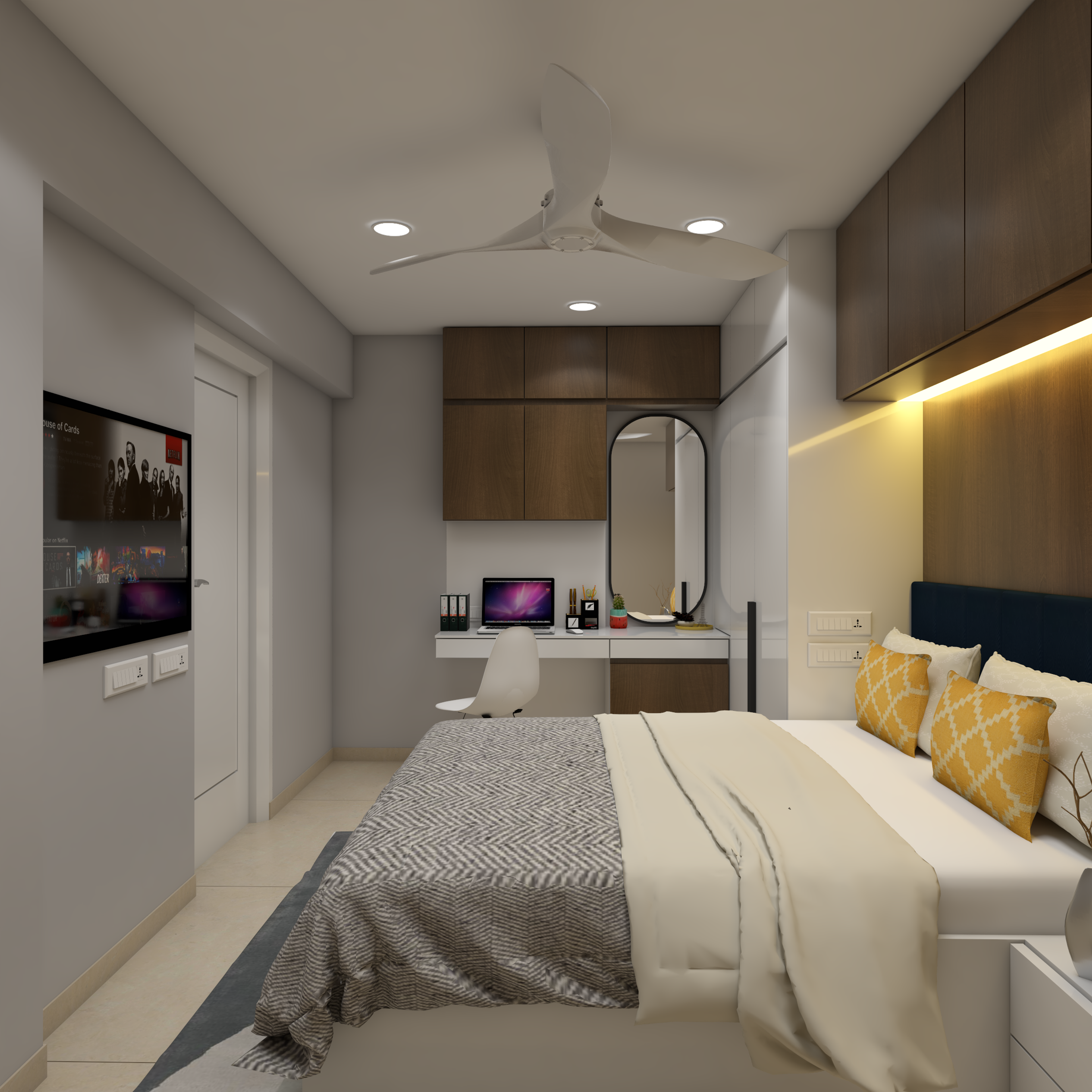 Kid's Room With Shades Of Brown And White