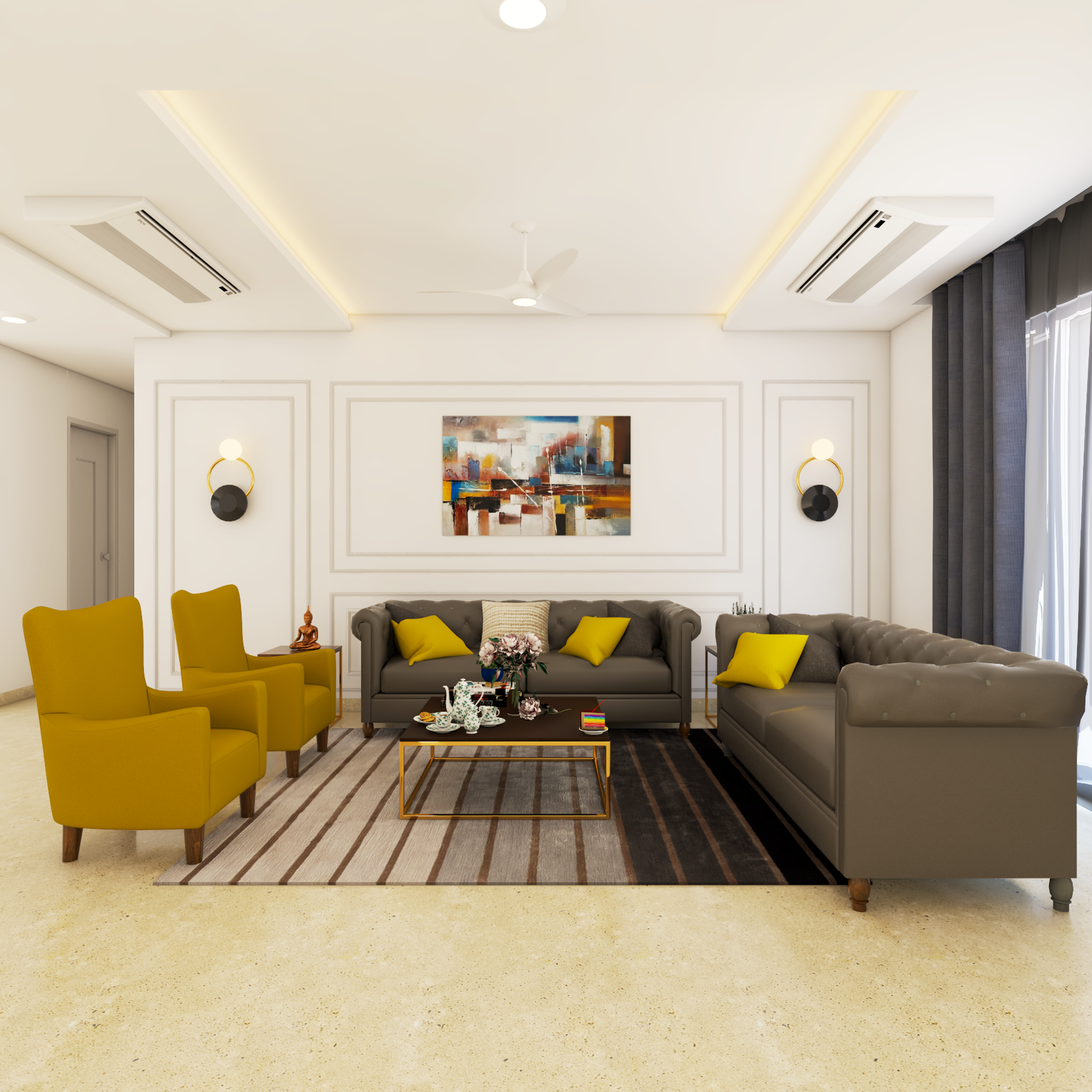 Spacious Living Room For Large Family