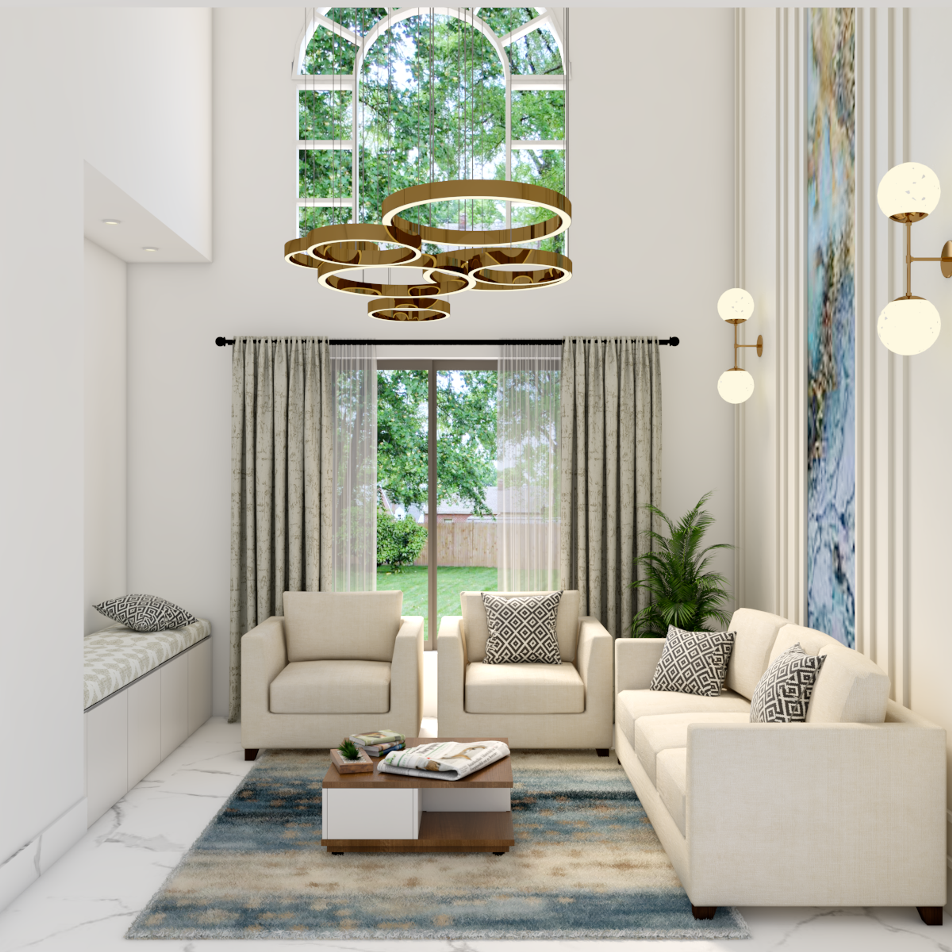 Modern Spacious Living Room With Neutral Palette