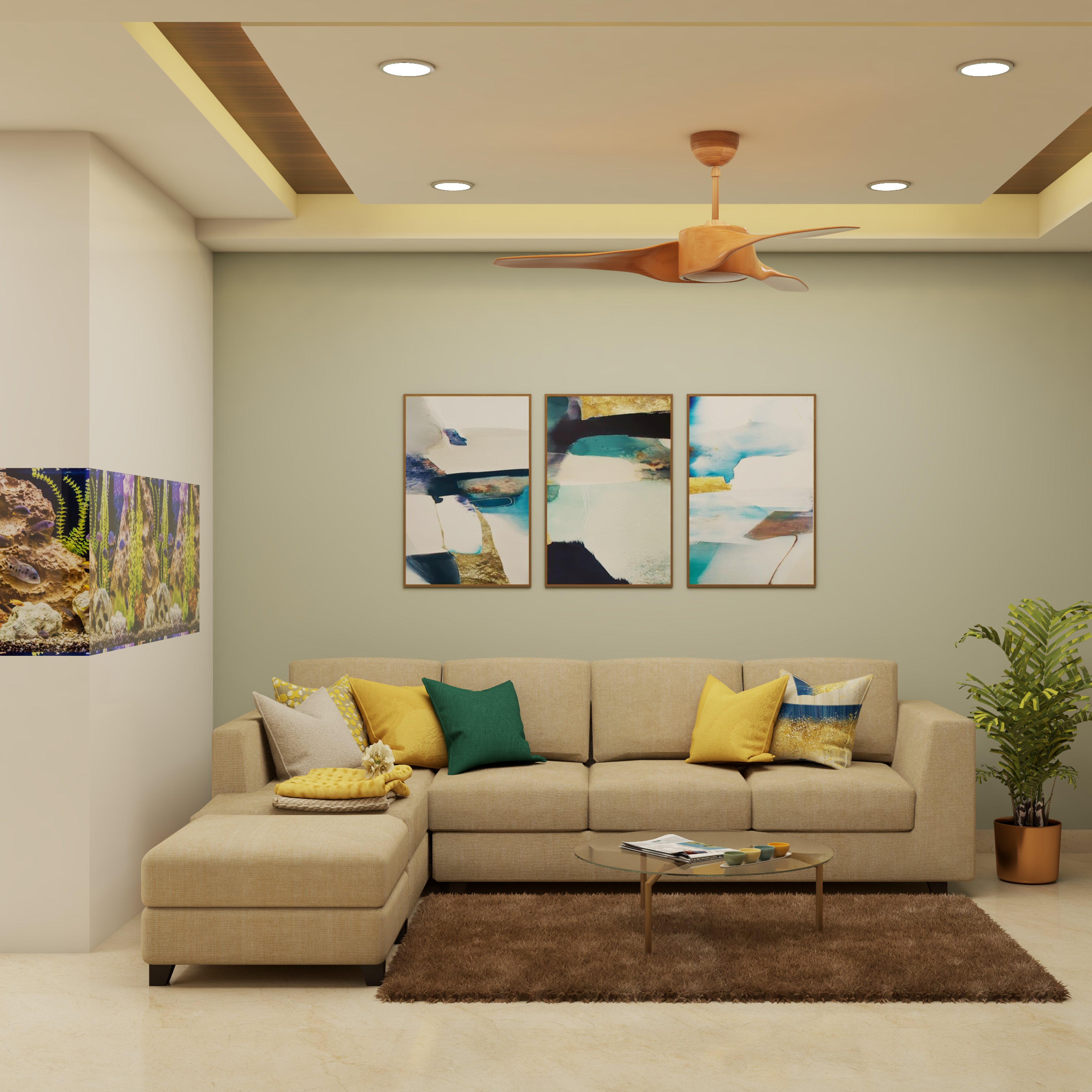 Small Living Room With Mint Green Wall