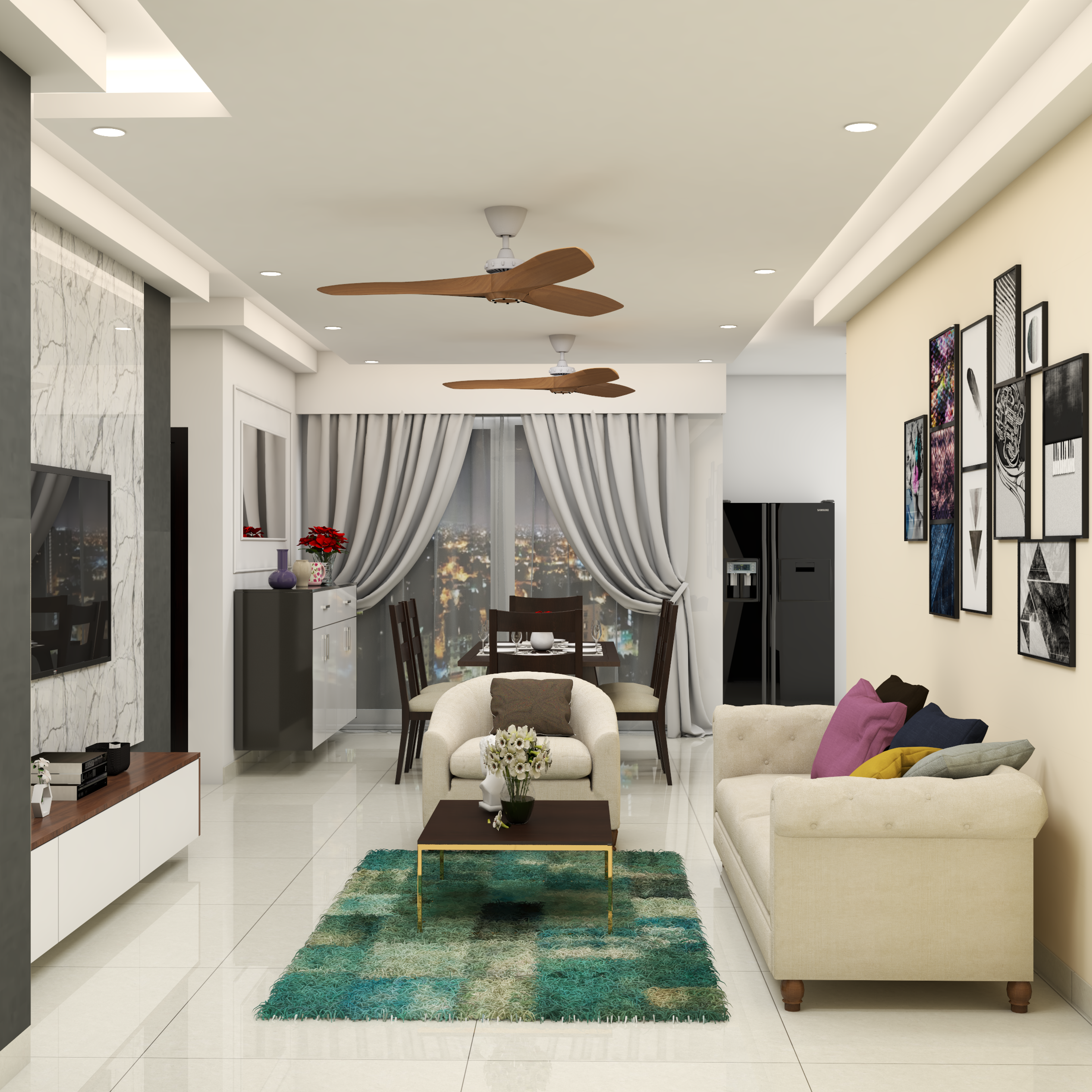 Small Living Room Will A Wall With Photo Frames