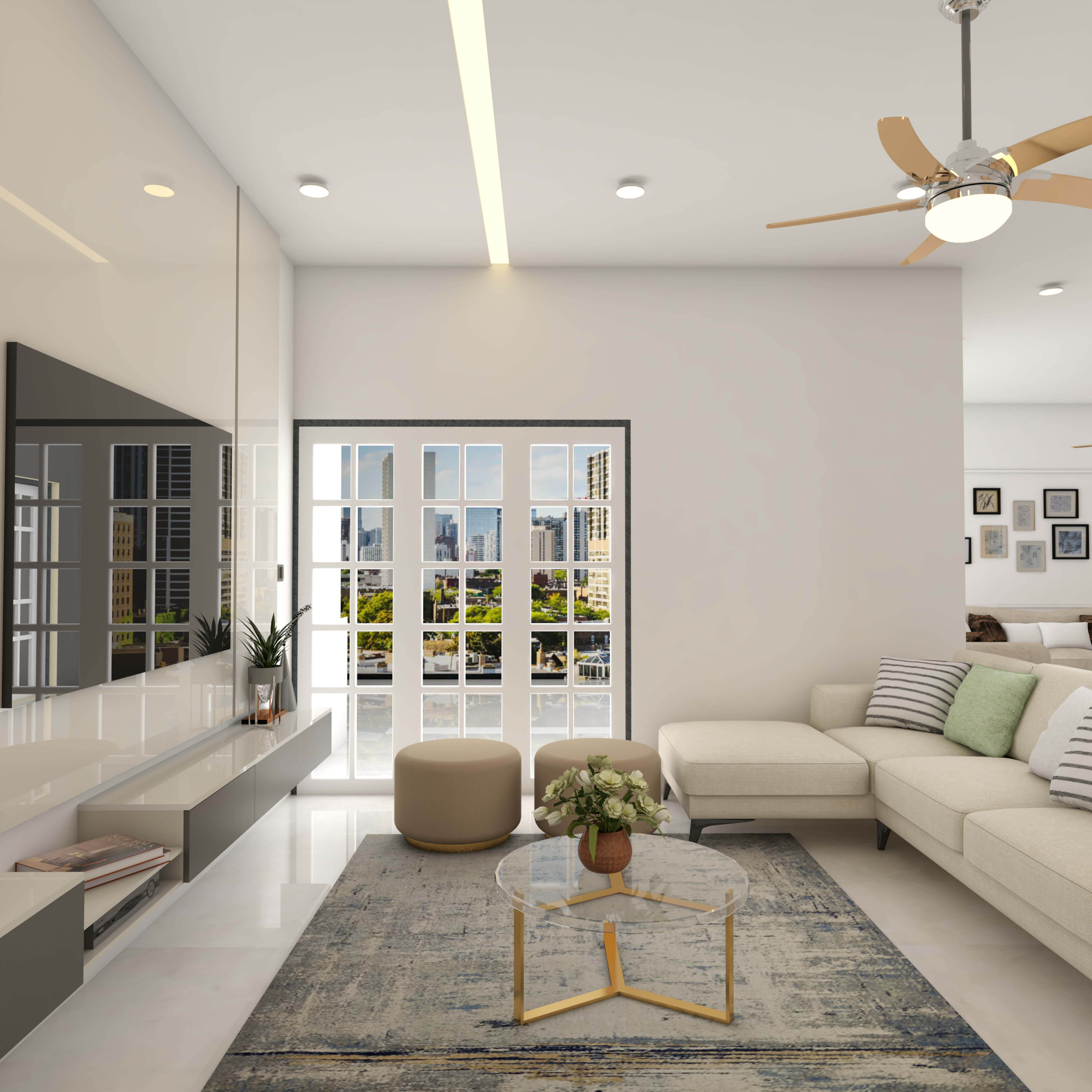 Spacious Living Room With Light Tones