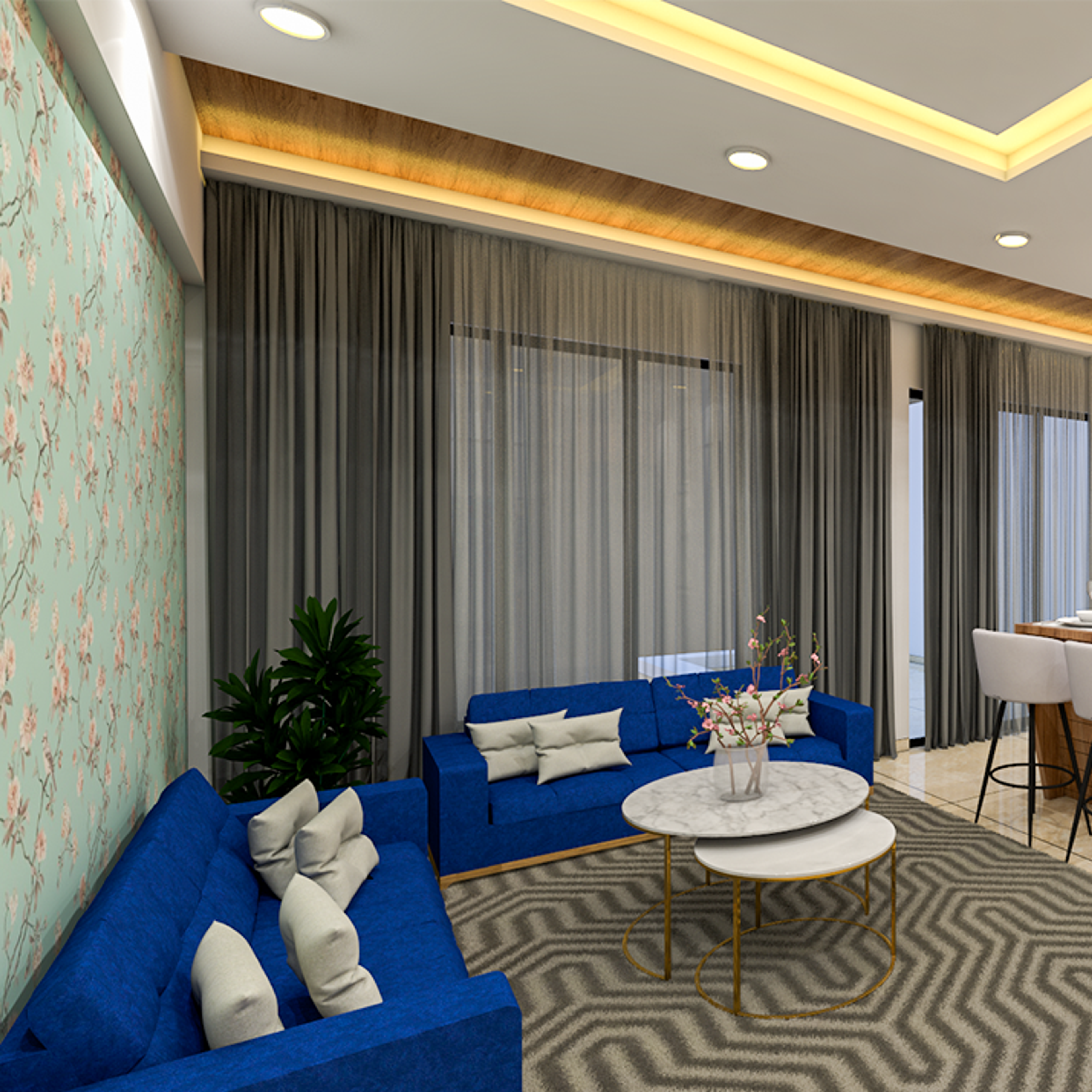 Spacious Living Room For Large Family