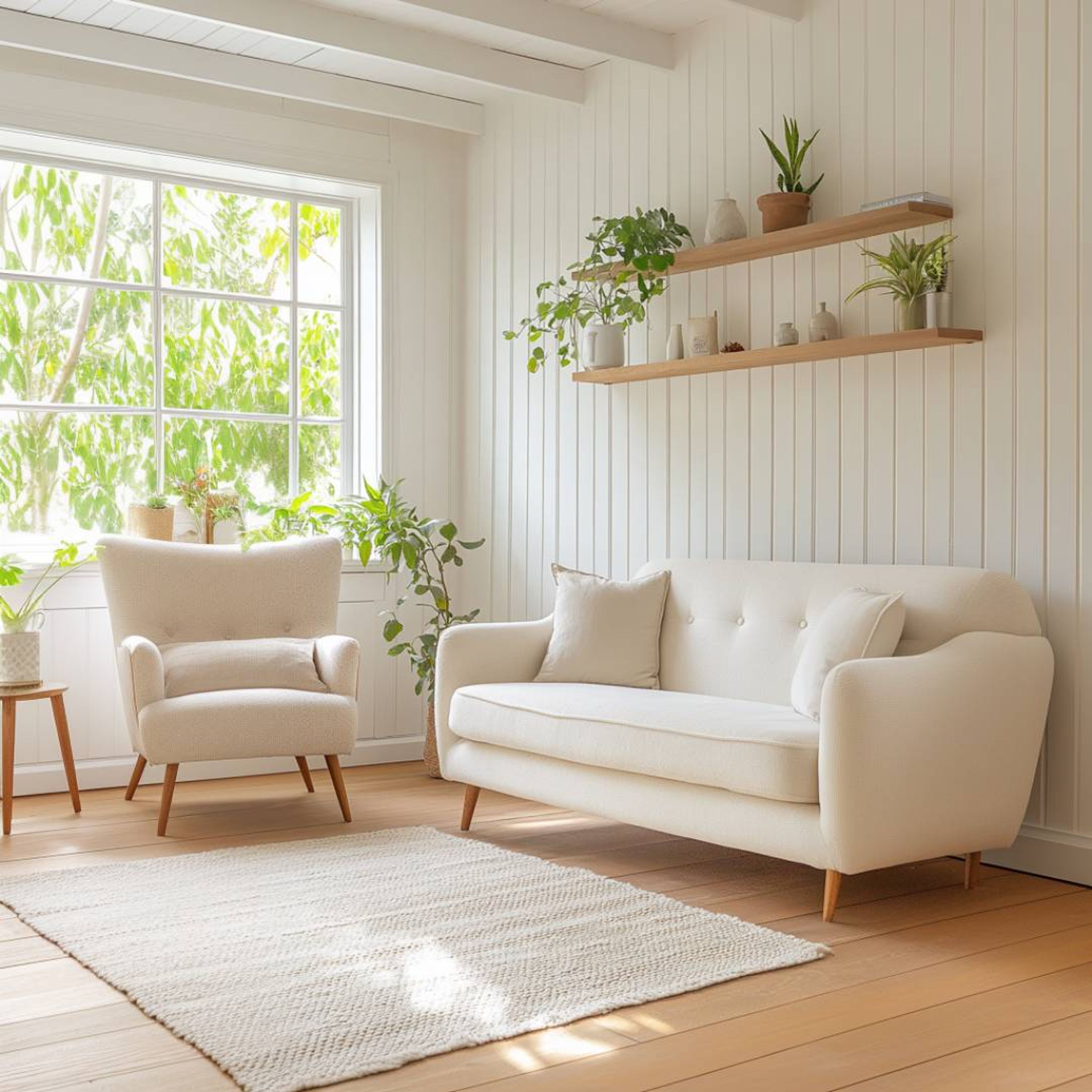 White Wall Panel Wall Design for Living and Bedroom Spaces