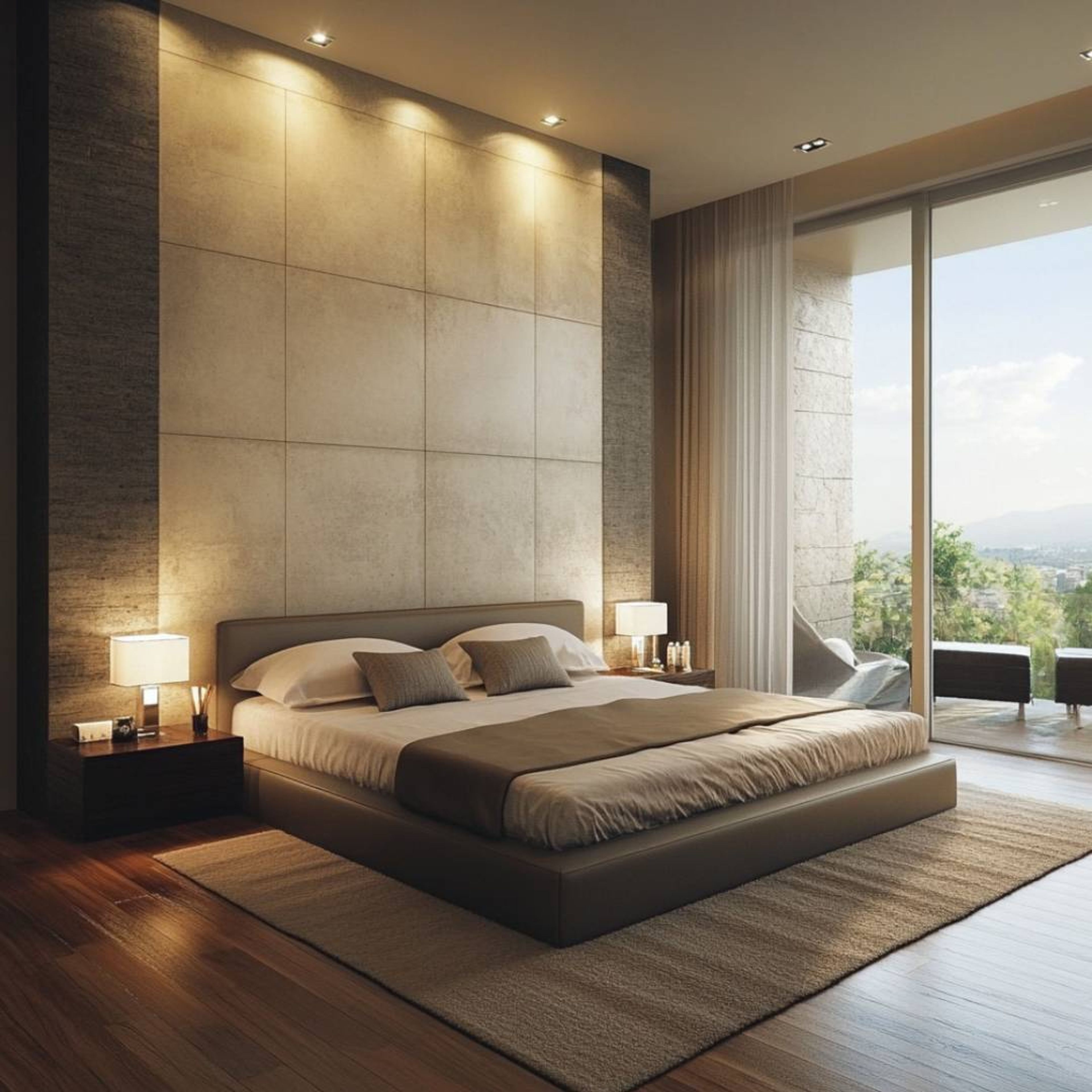 Grey and Beige Wall Paneling Wall Design