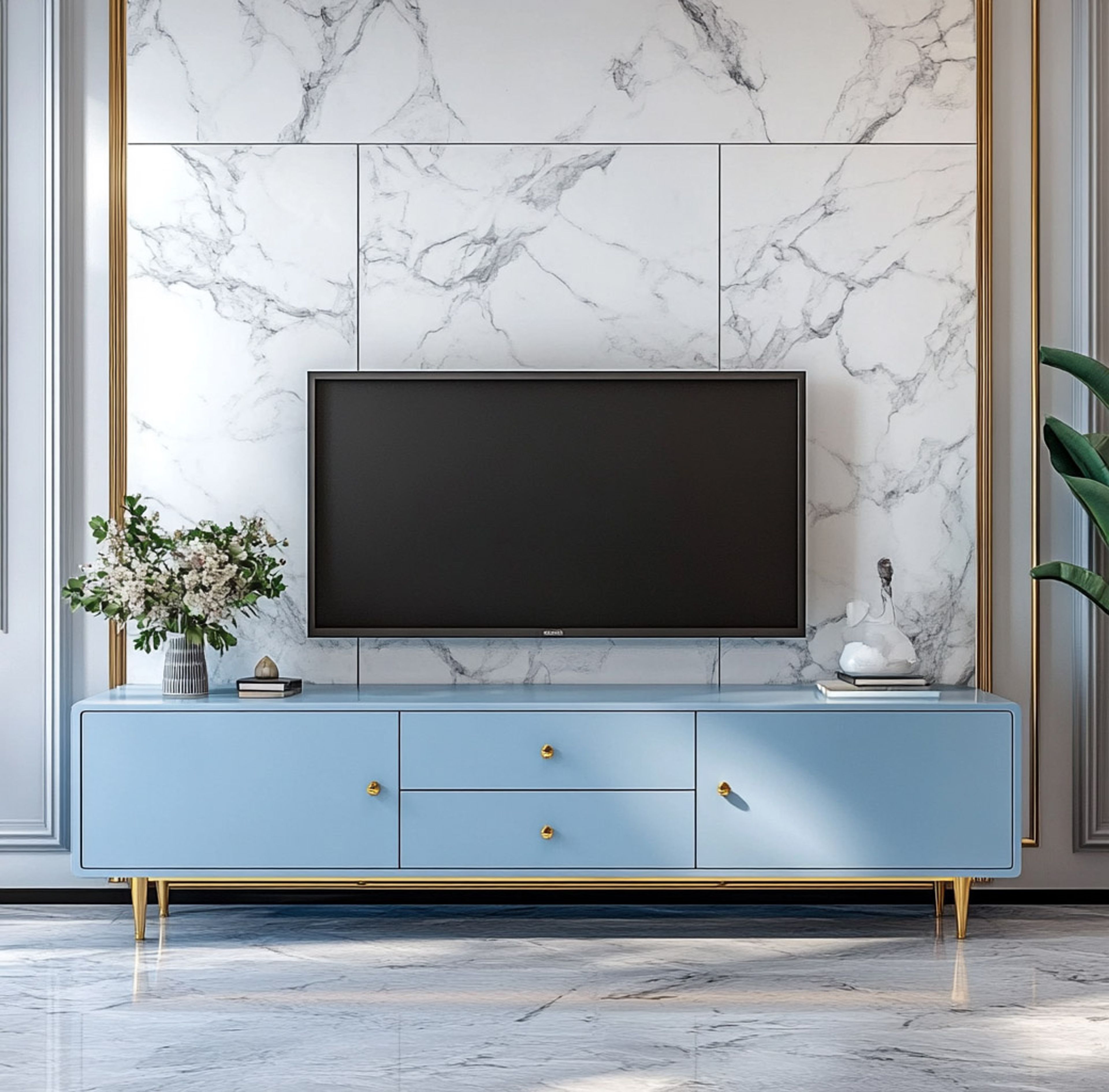 TV Unit Design with Drawers and Cabinet Space