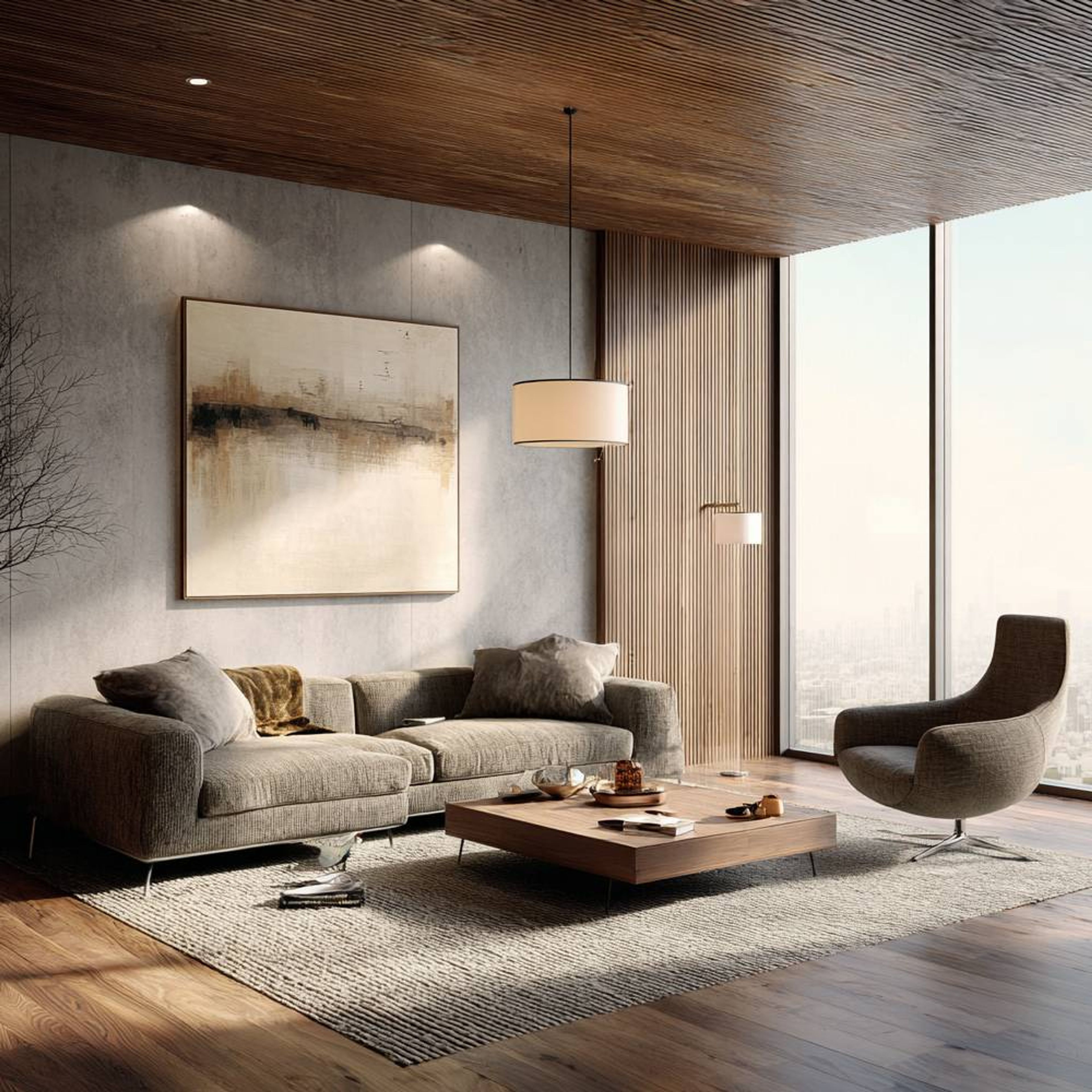 Wall Design With Texture Paint and Accent Panelling