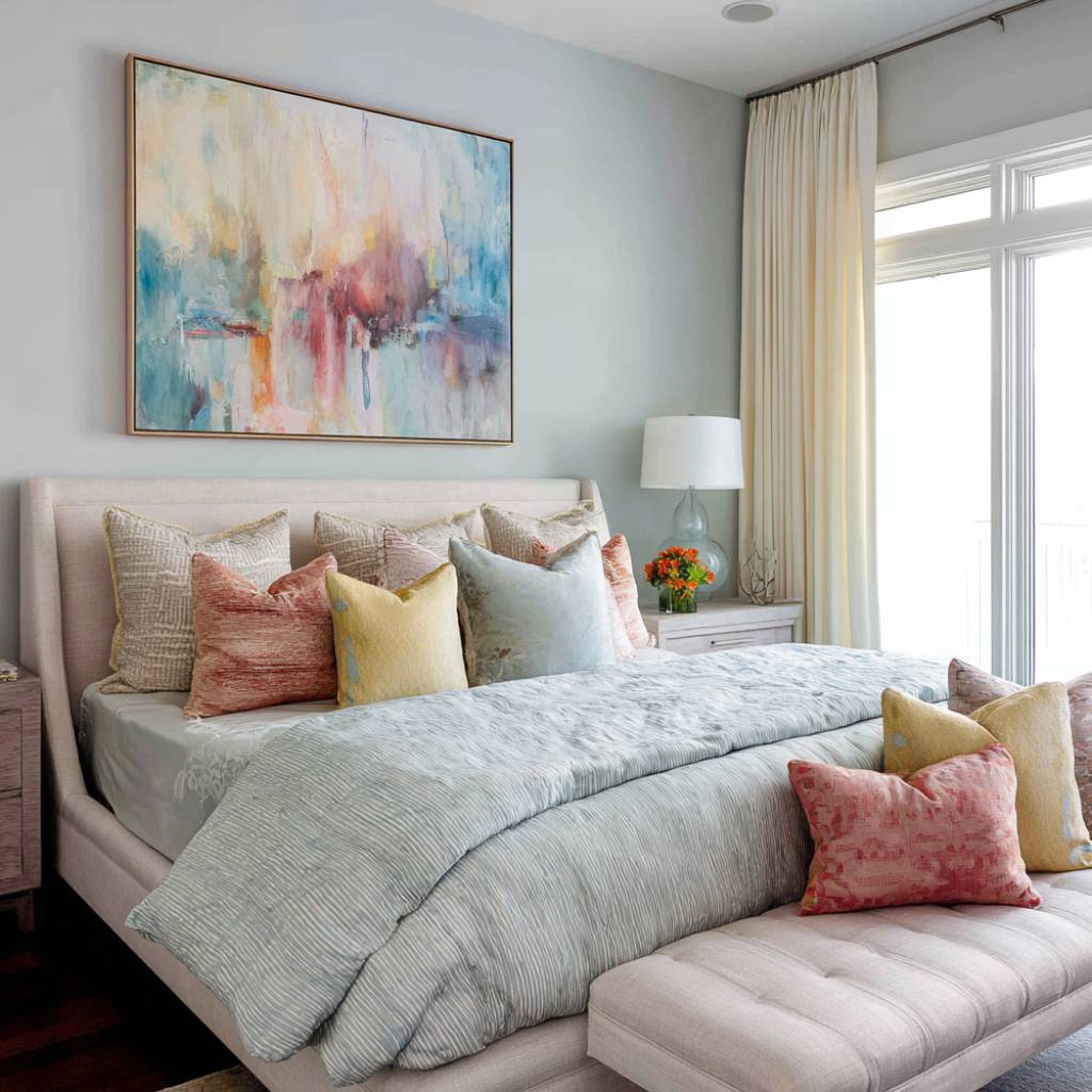 Pistachio Green Wall Paint Design for Modern Bedroom