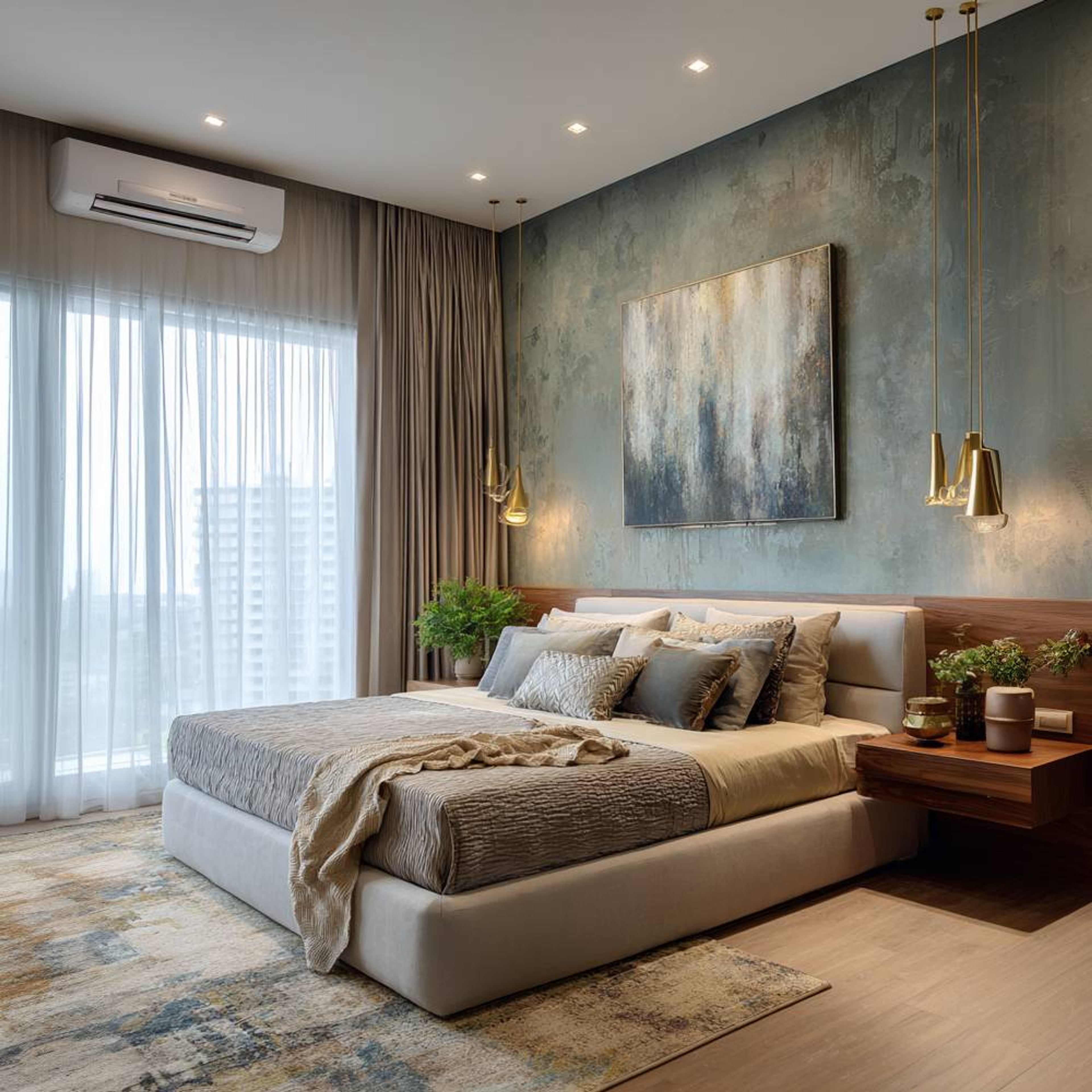 Contemporary Master Bedroom Design With Wooden Headboard Queen Bed