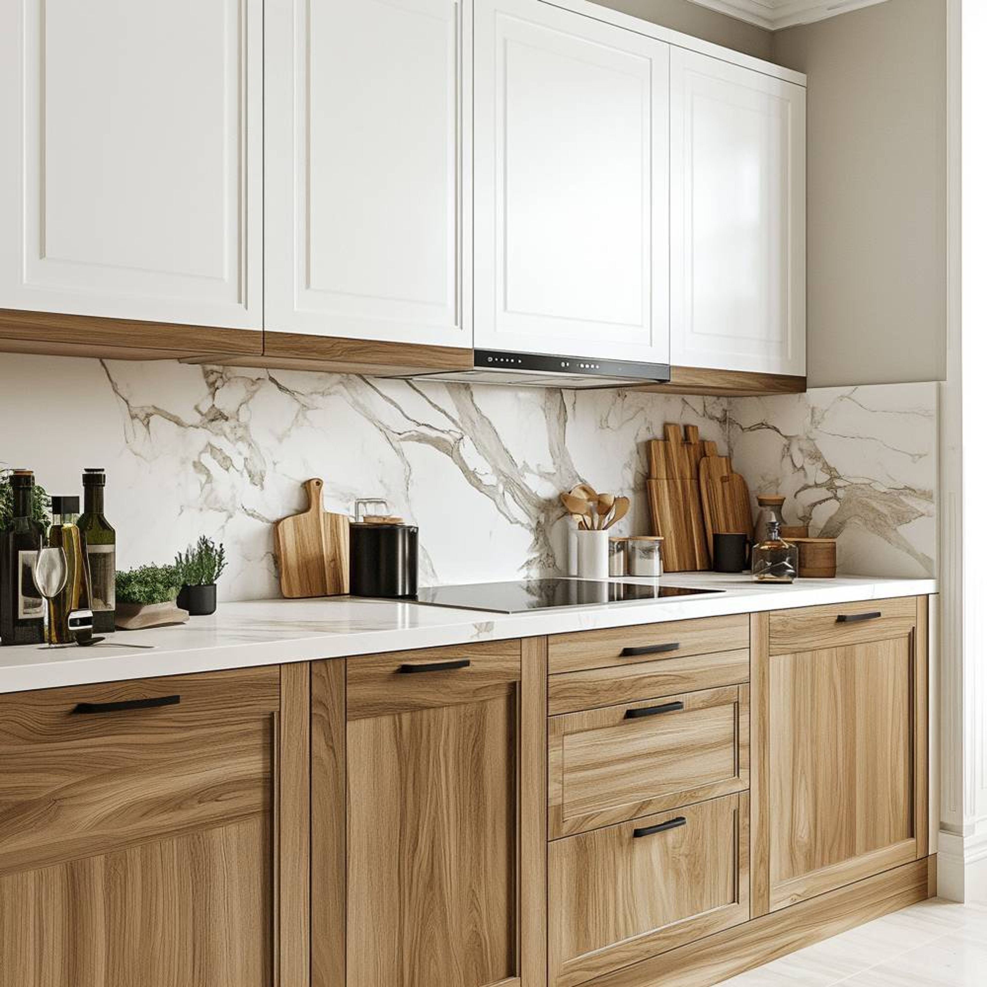 Glossy Cream Ceramic Tiles Design for Kitchen Backsplashes