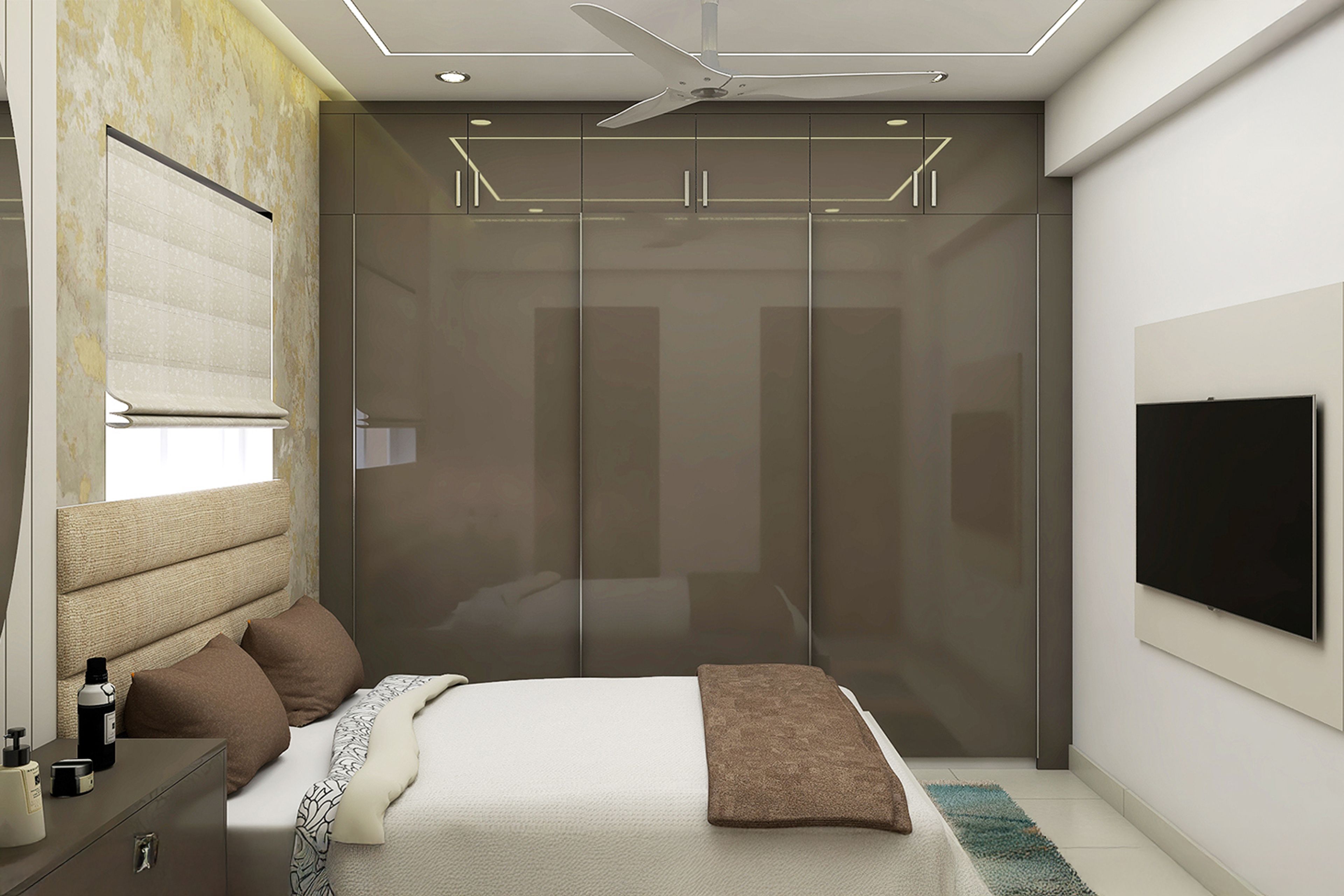 3-Door Modern Sliding Wardrobe Design in High Gloss Finish